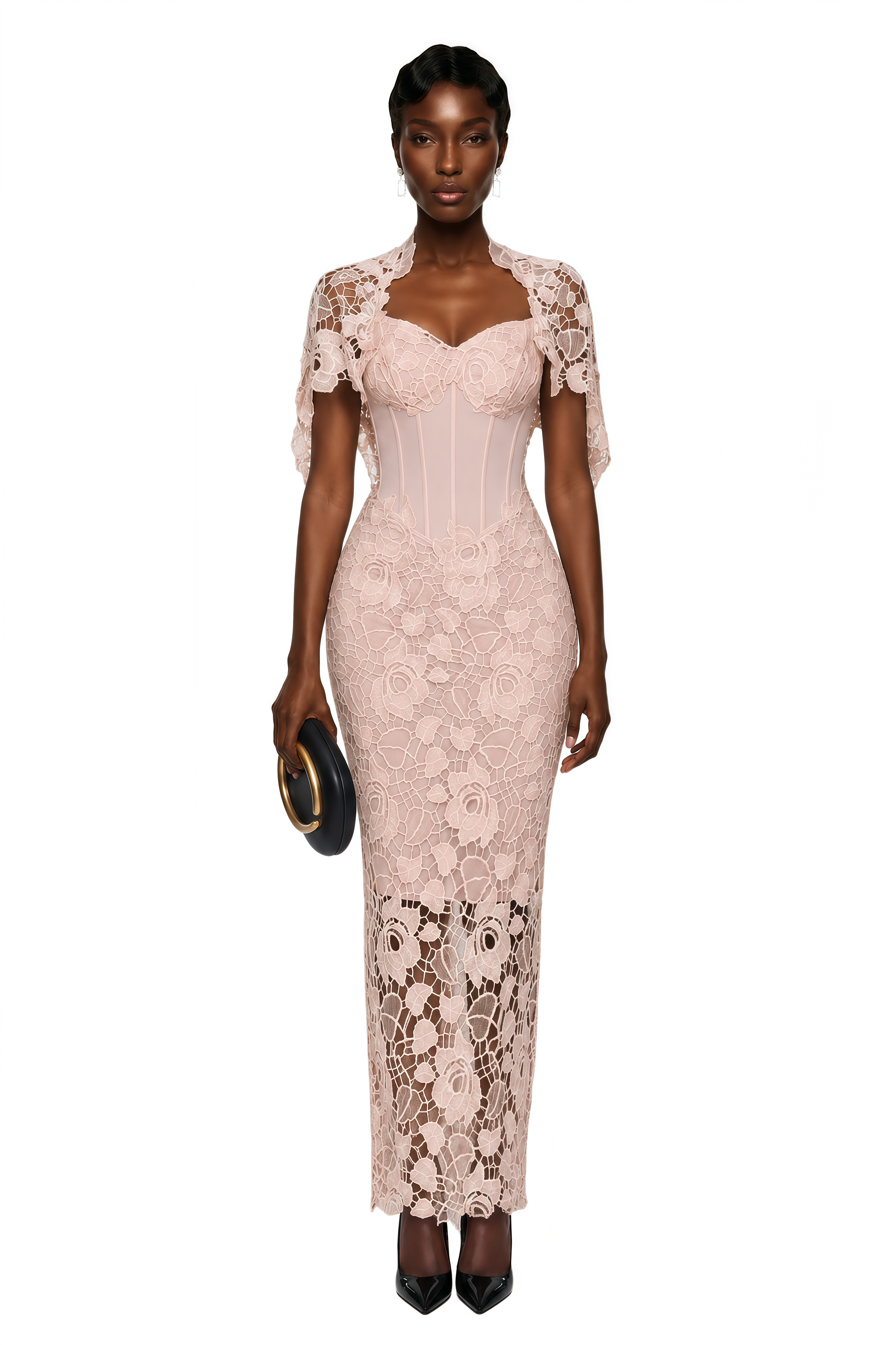 Kamila Pink Solid Color Maxi Dress with Cut-Outs