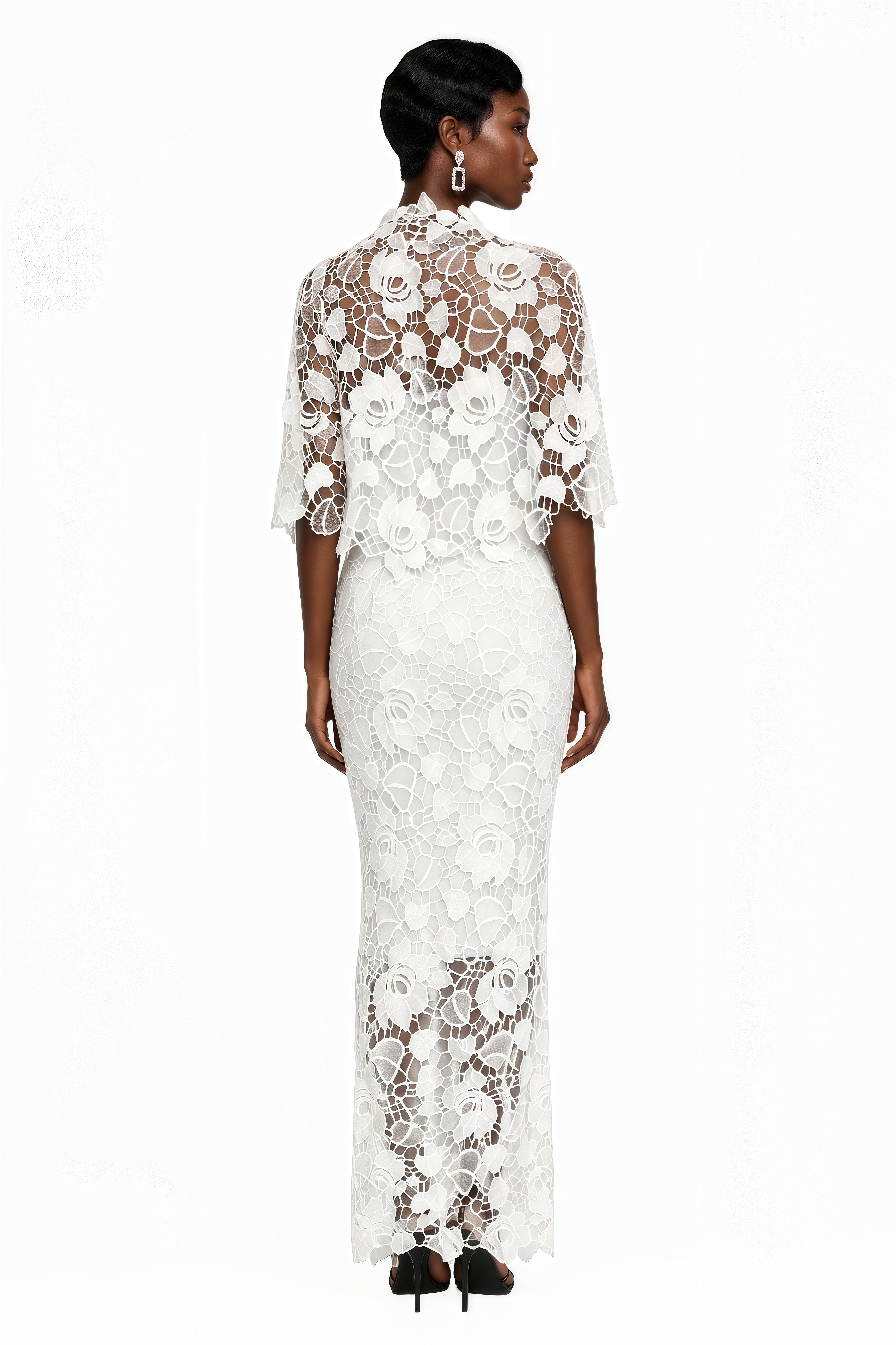 Kamila White Solid Color Maxi Dress with Cut-Outs