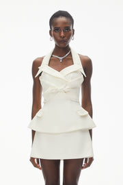 Katayoun White Halterneck Top & Skirt Set