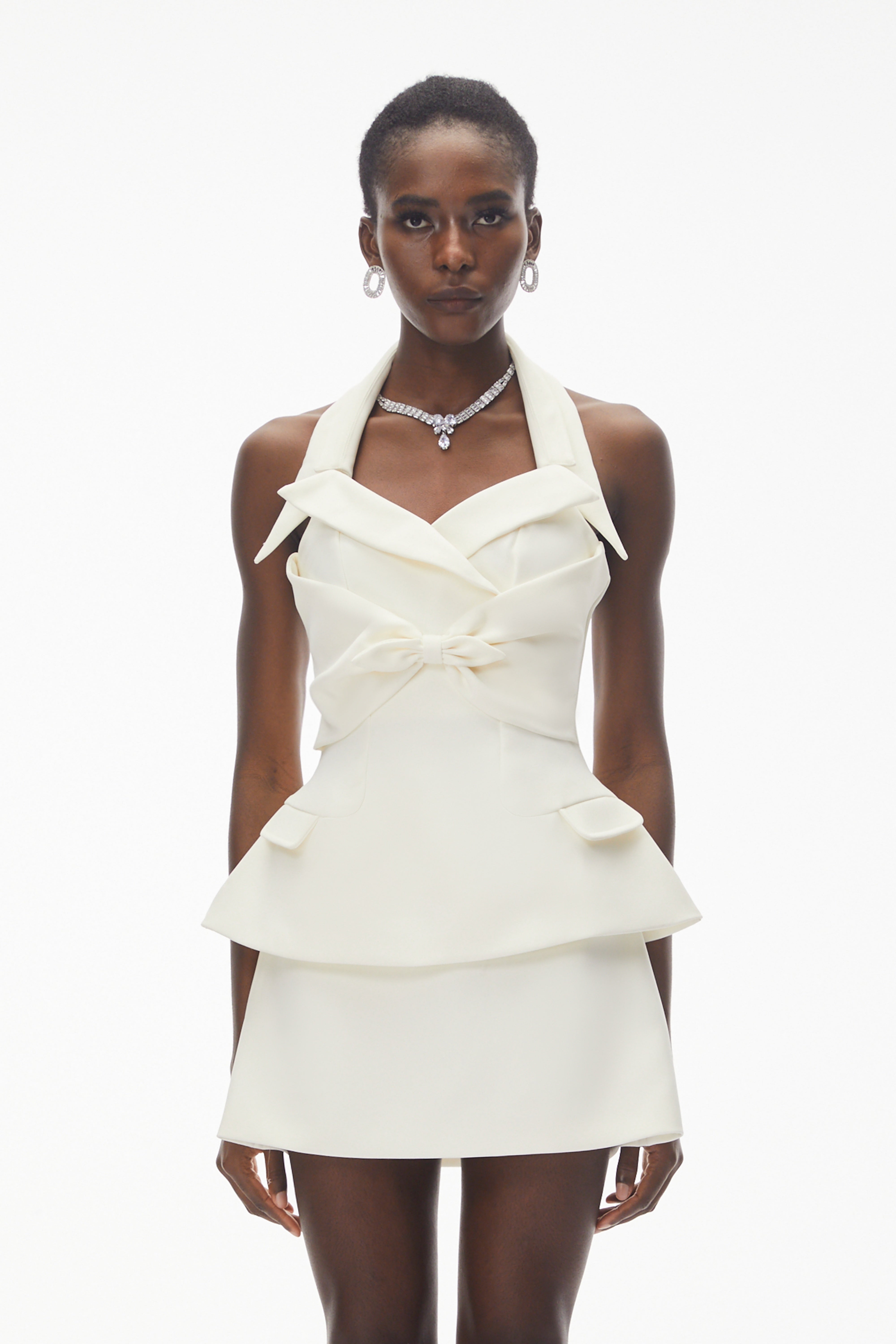 Katayoun White Halterneck Top & Skirt Set
