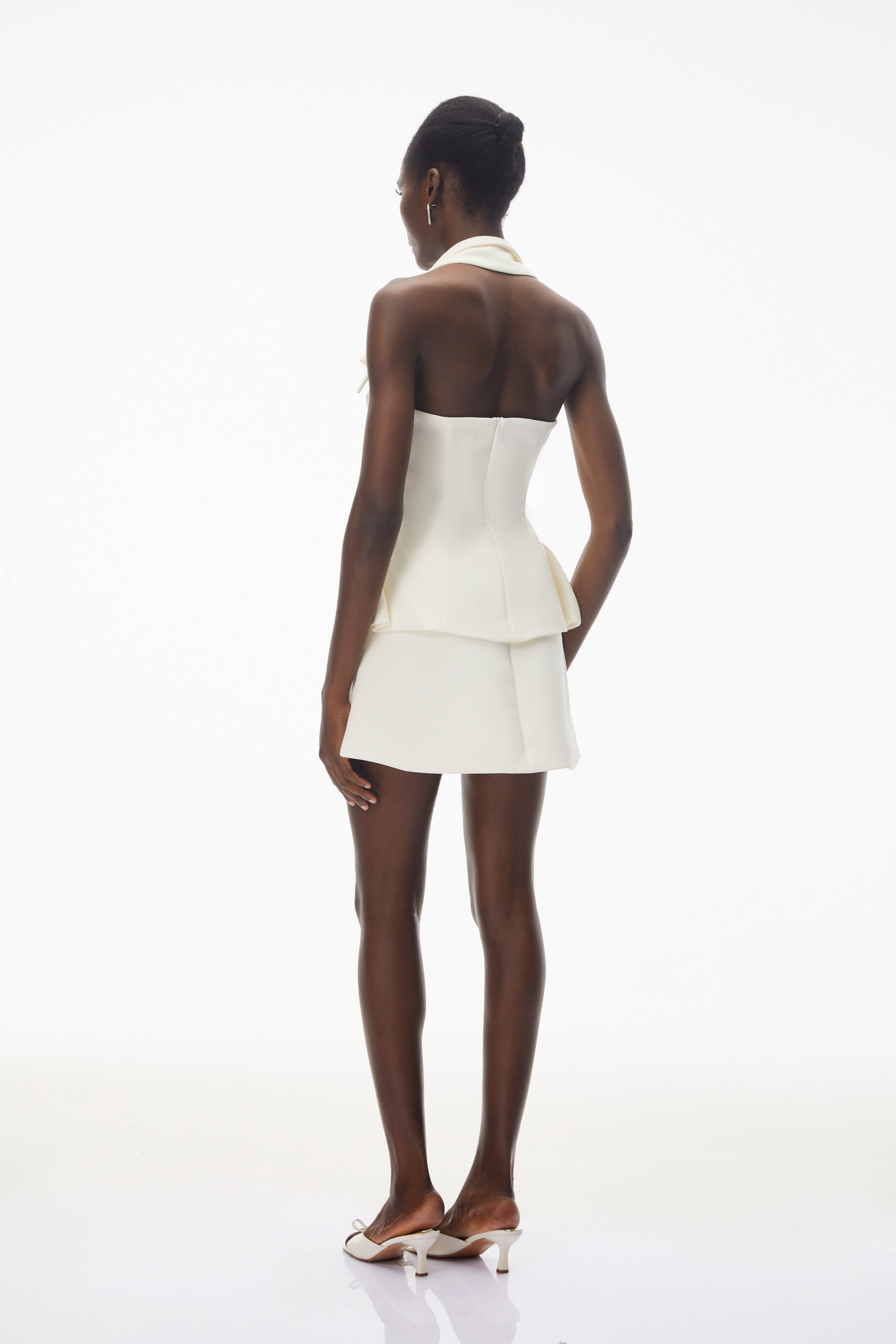 Katayoun White Halterneck Top & Skirt Set