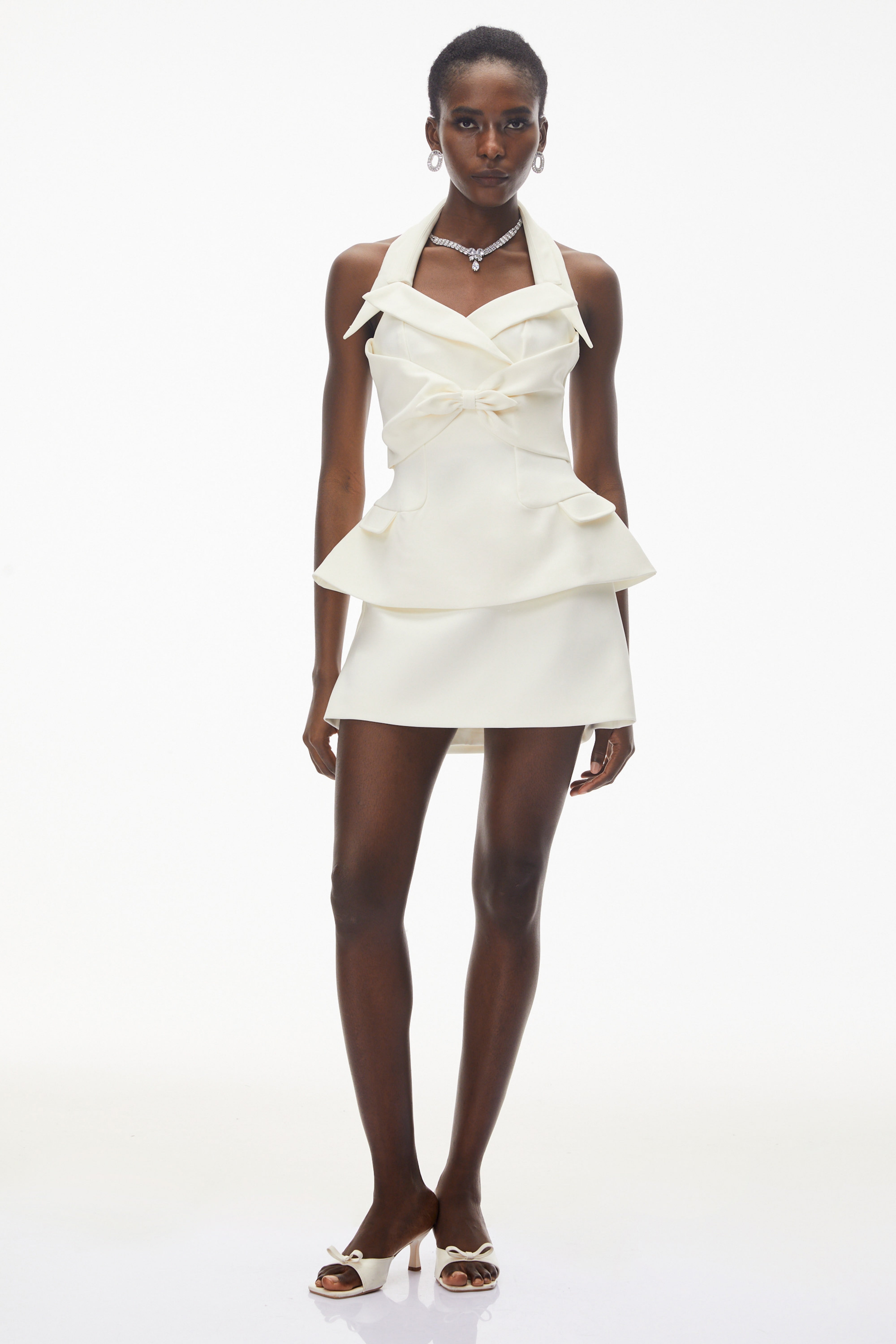 Katayoun White Halterneck Top & Skirt Set
