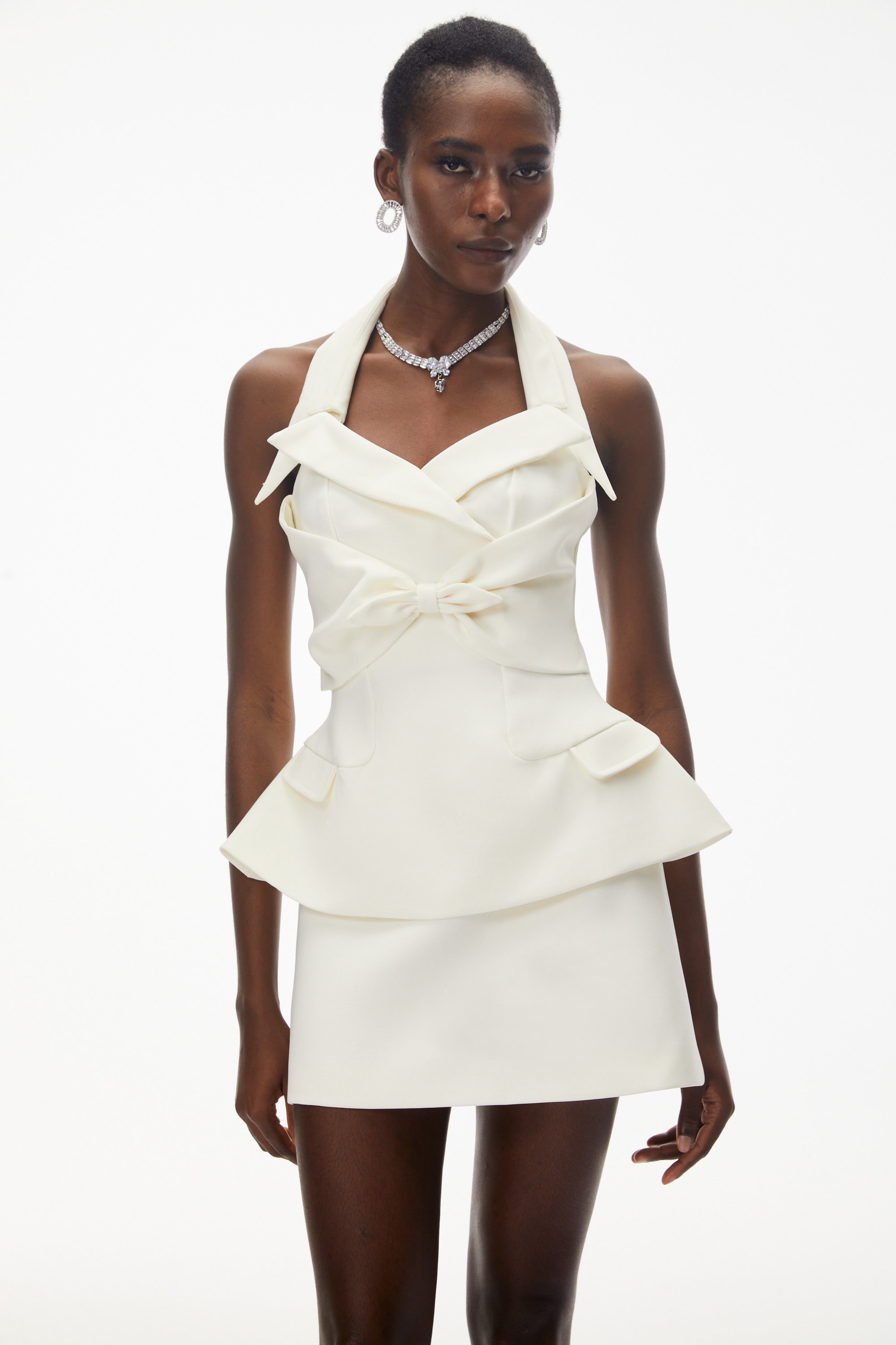 Katayoun White Halterneck Top & Skirt Set