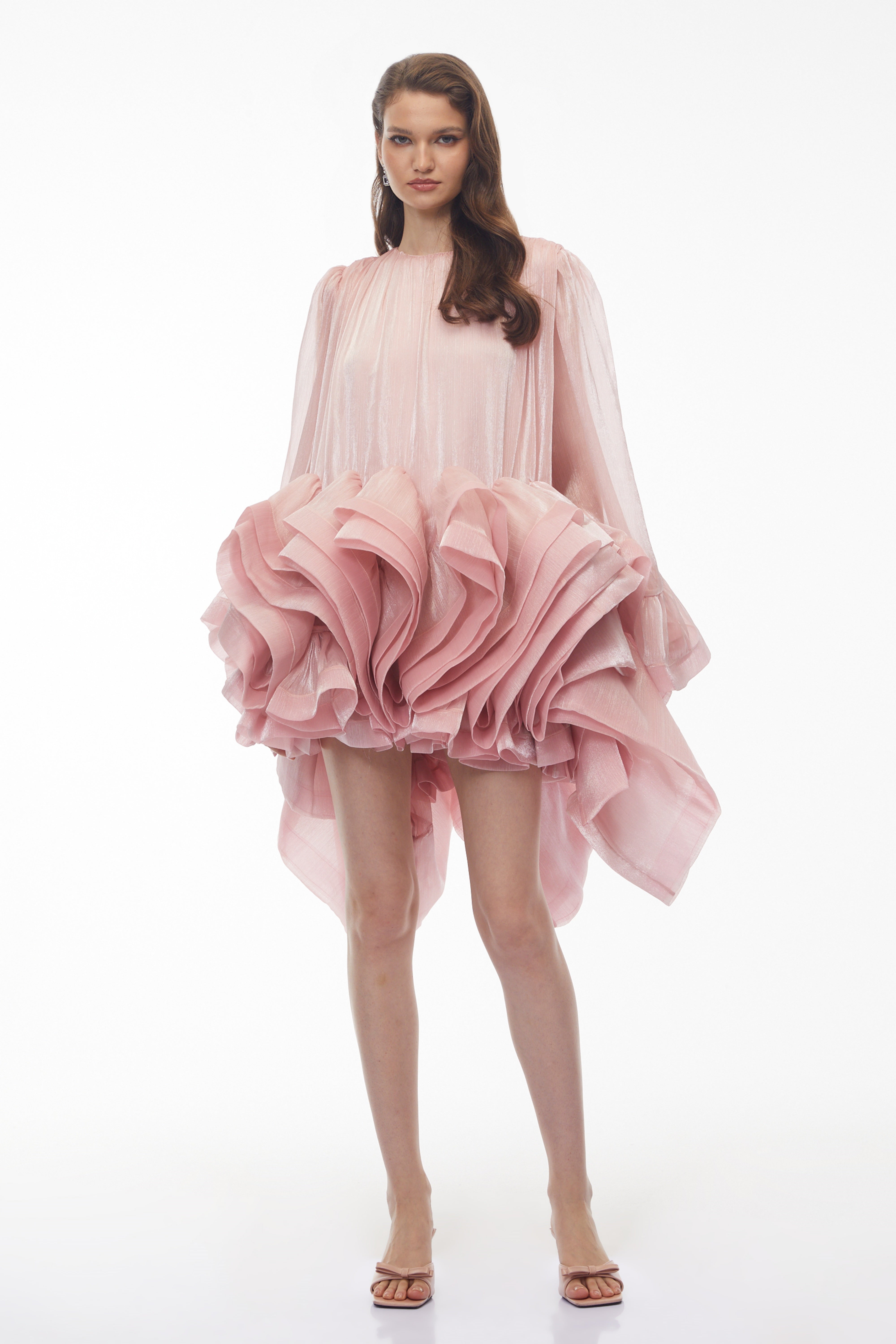 Kátia Blush Pink Tiered Ruffled Mini Dress