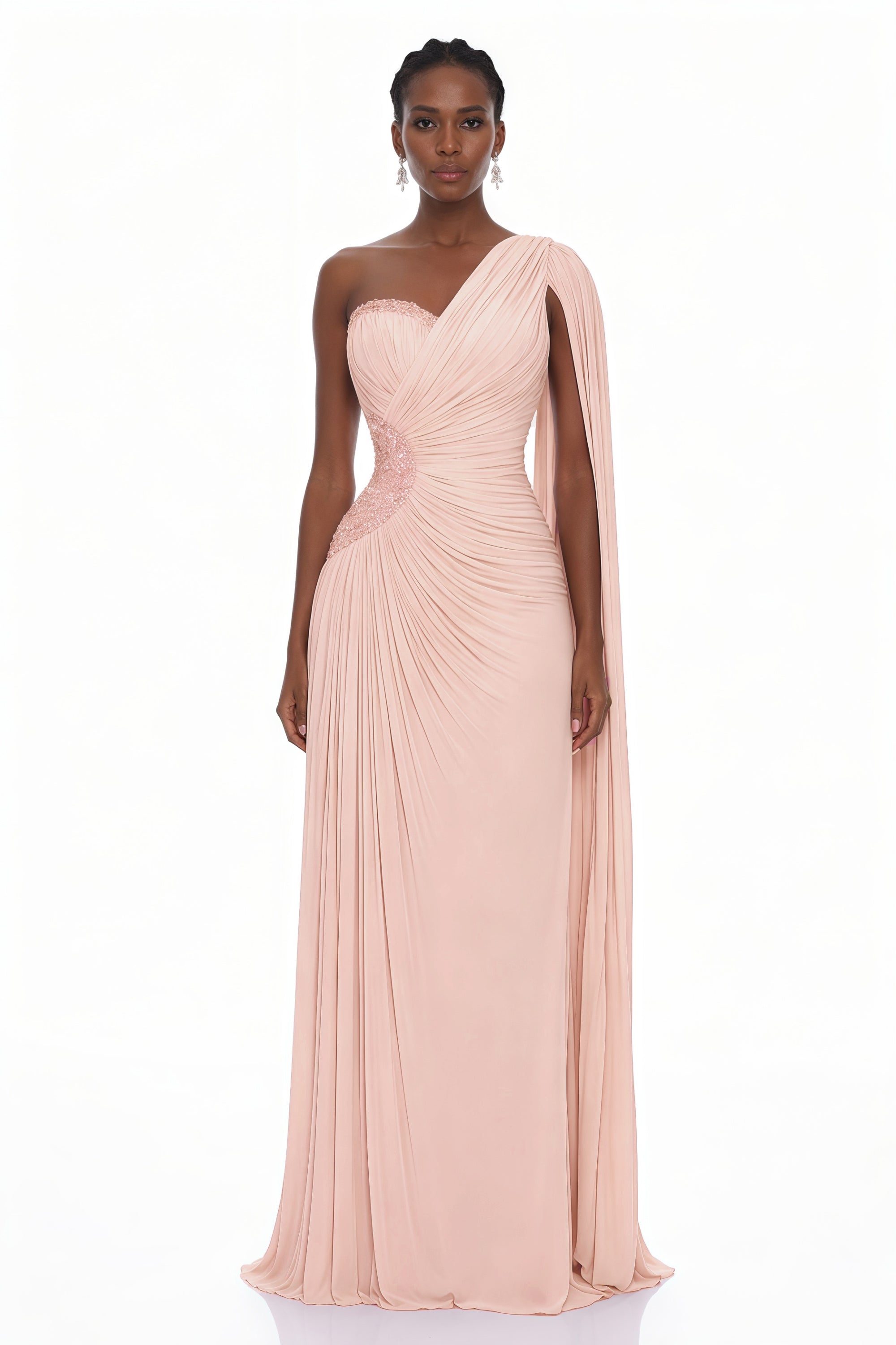 Katrin Pink One Shoulder Ruched Maxi Dress
