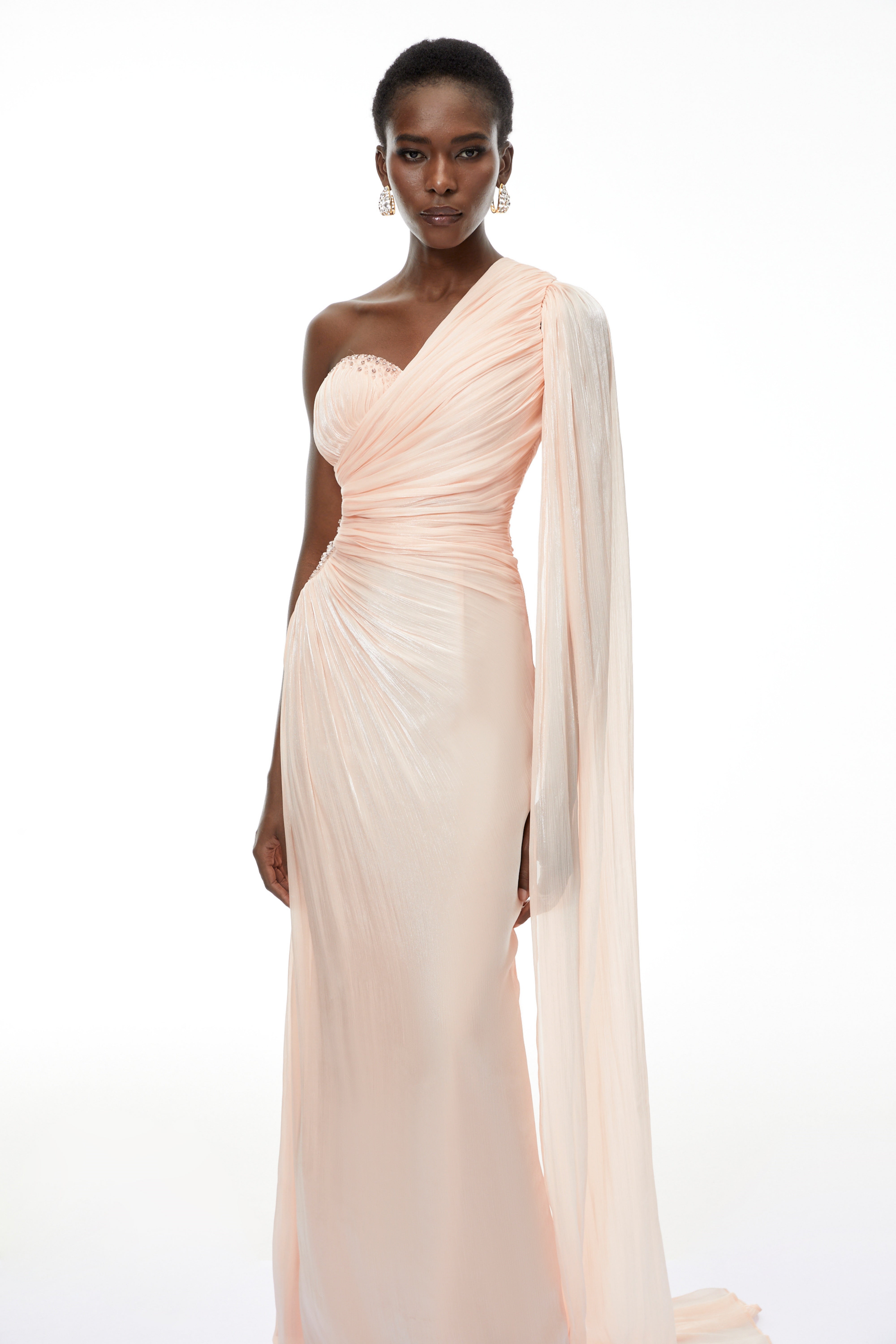 Katrin Pink One Shoulder Ruched Maxi Dress (Final Sale-US Only)