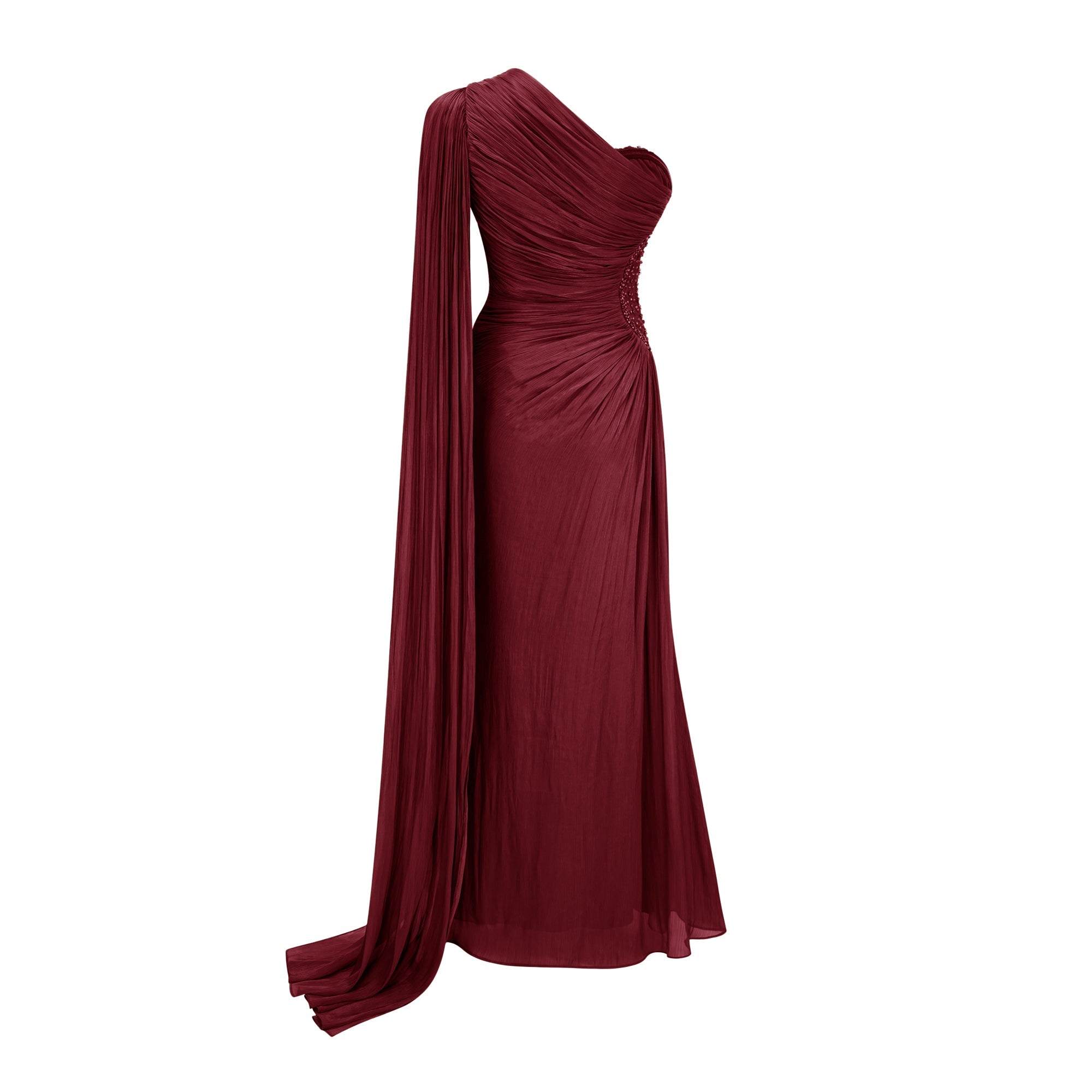 Katrin Red One Shoulder Ruched Maxi Dress