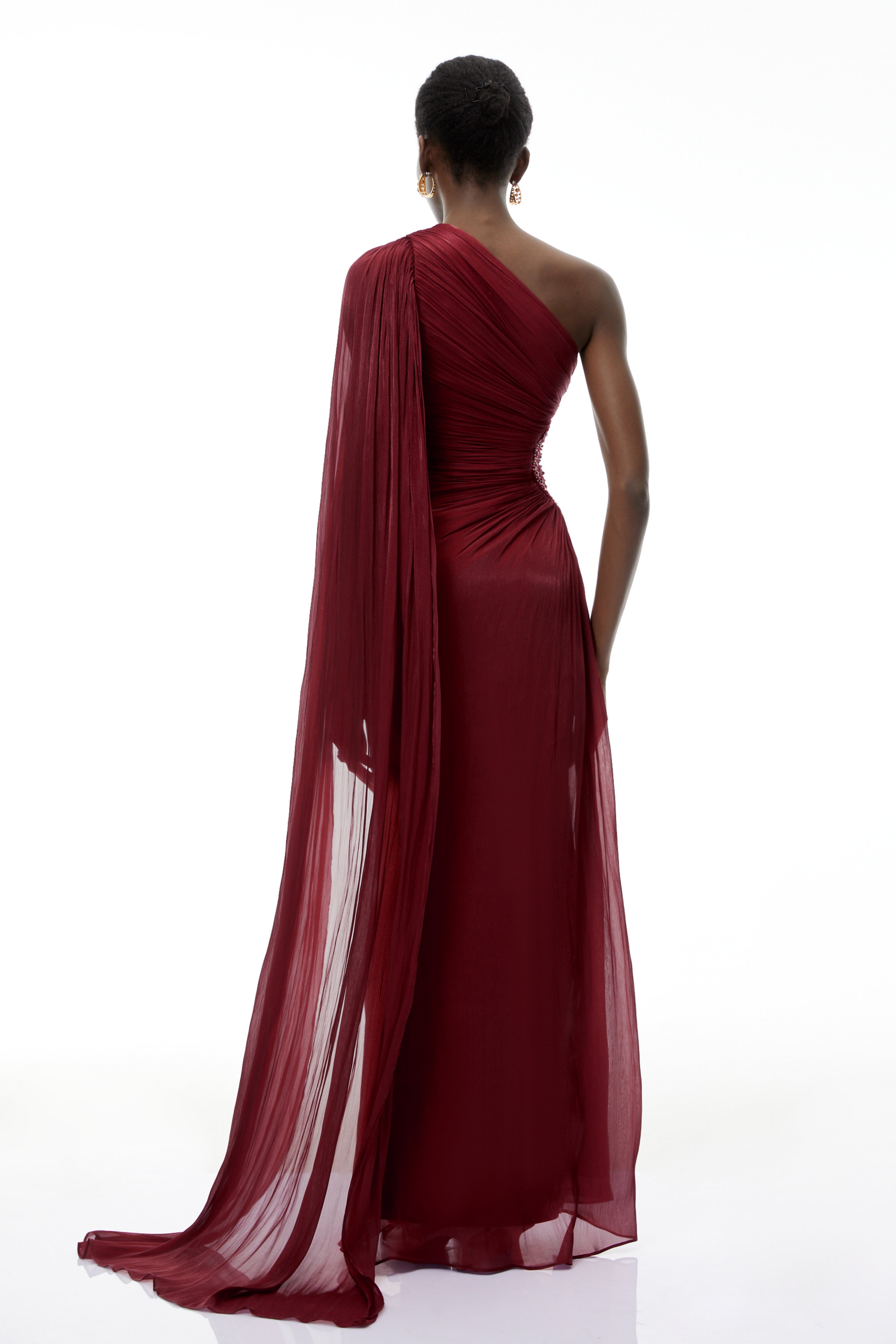 Katrin Red One Shoulder Ruched Maxi Dress (Final Sale-US Only)