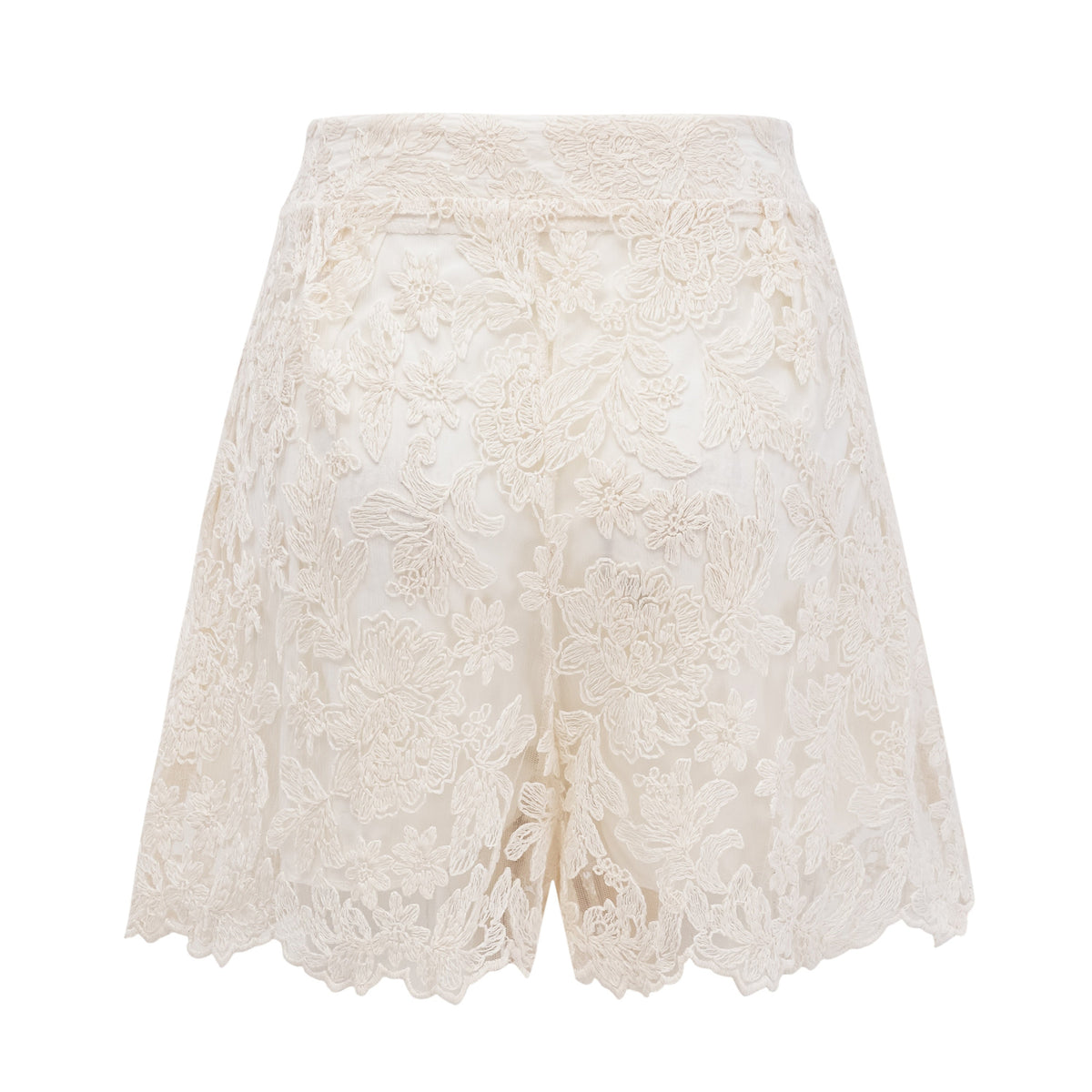 laura ivory turtleneck floral lace jacket & shorts set