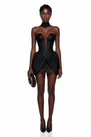 Layla Black Lace Panel Mini Dress