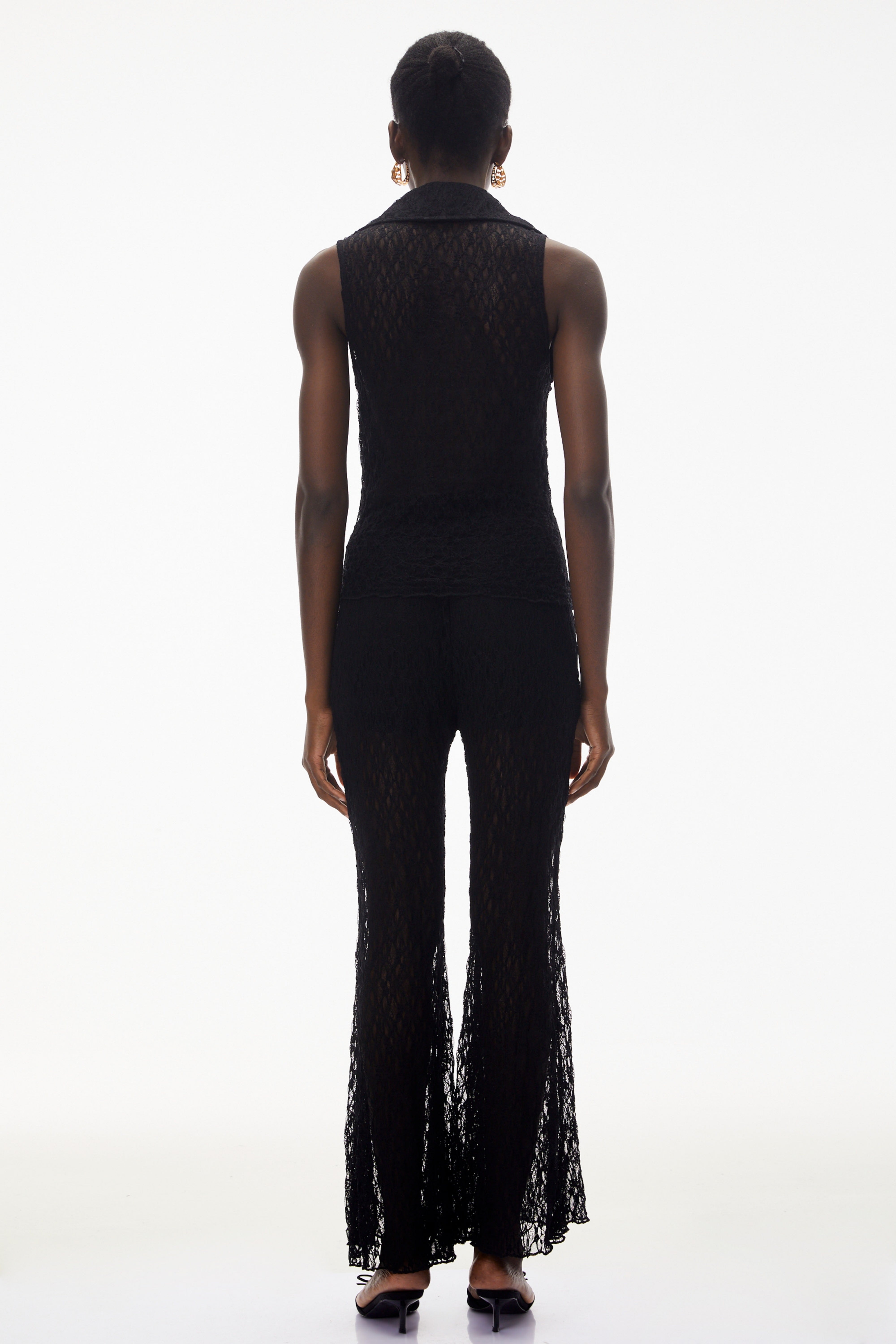 Layla Black Sleeveless Top & Lace Trouser Set