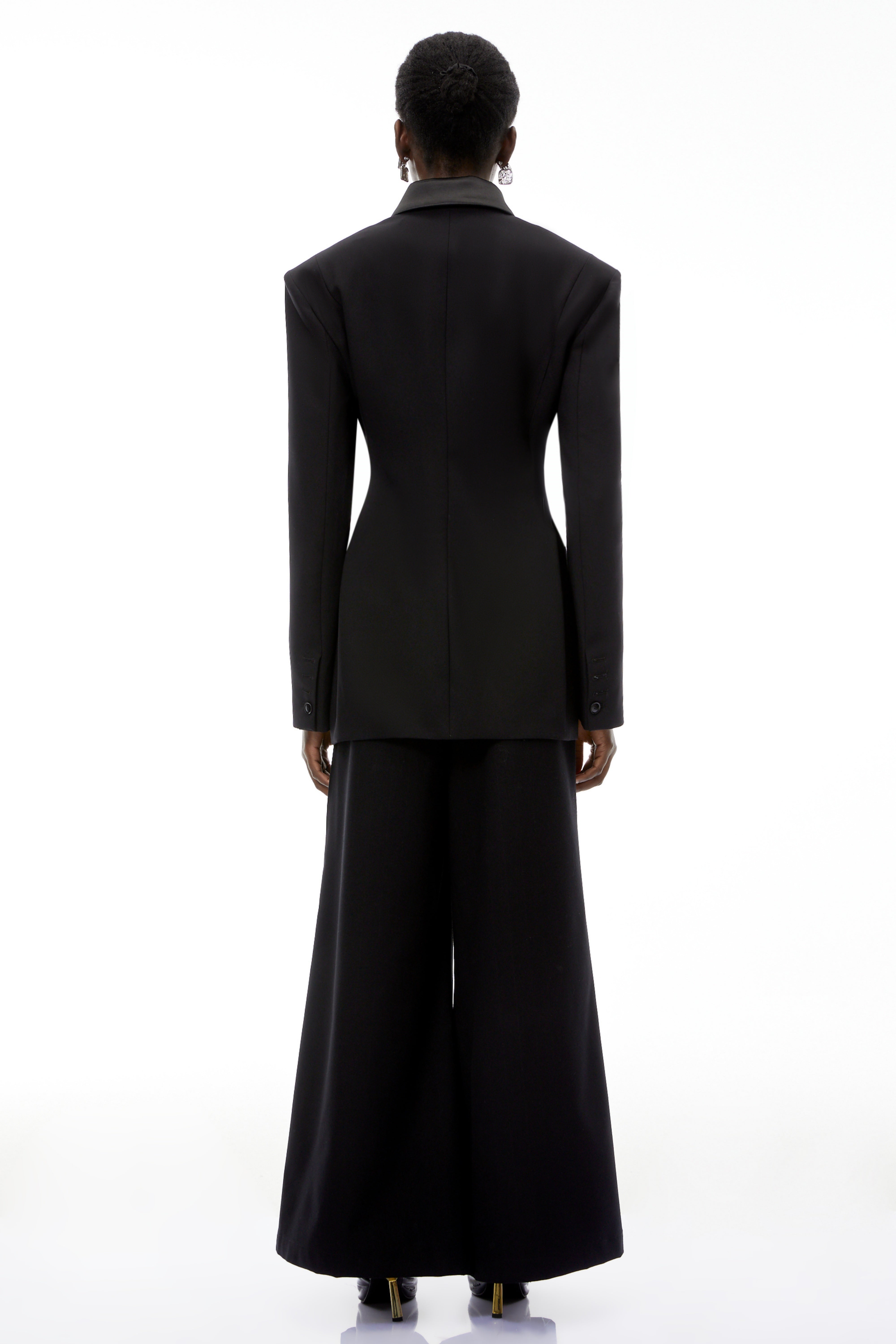 Leander Black Double-Breasted Long Blazer