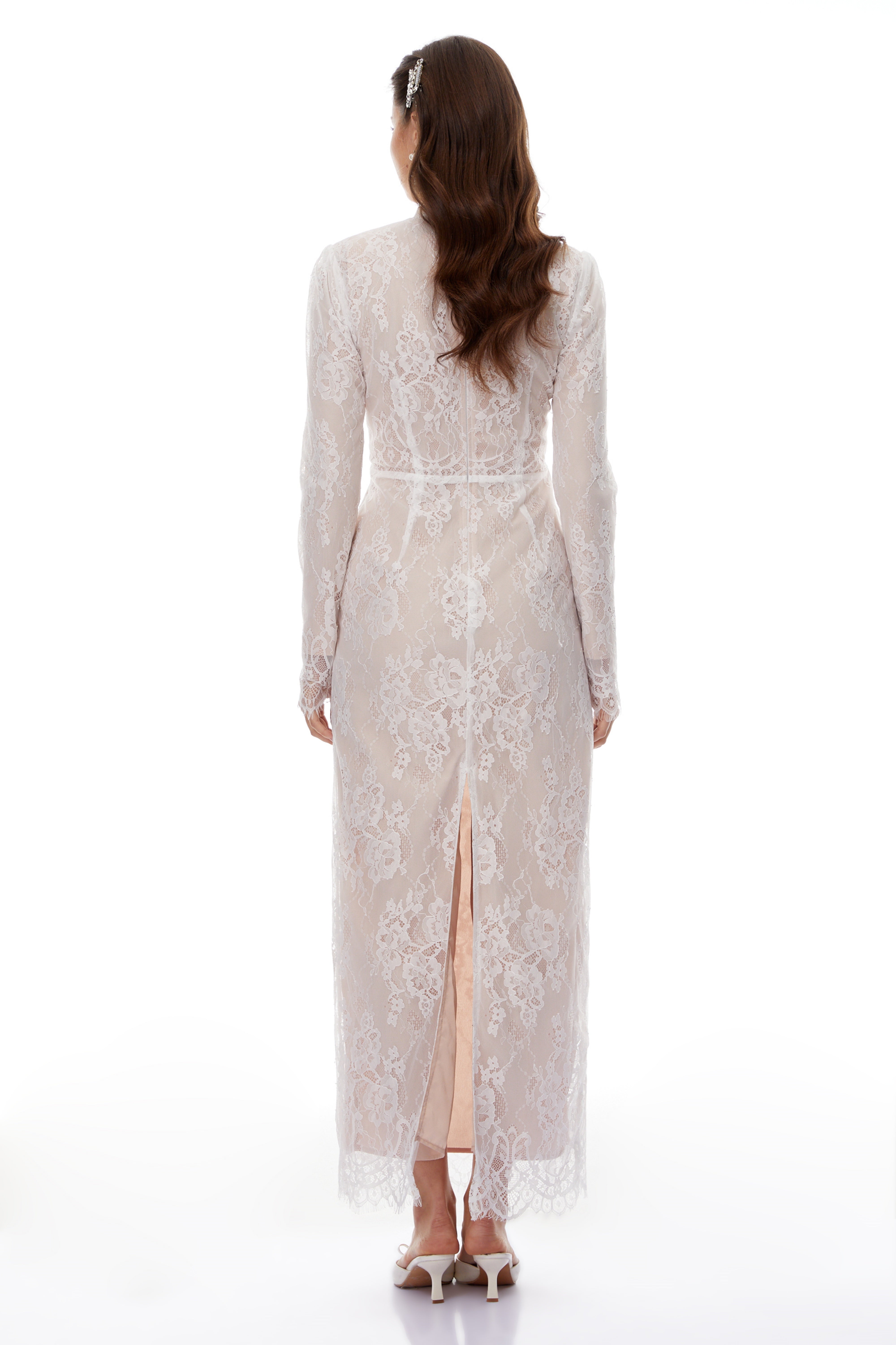 Leif White Mock Neck Lace Overlay Maxi Dress (Final Sale-US Only)