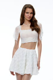 Leilani Pink Semi-sheer Lace Trim Top