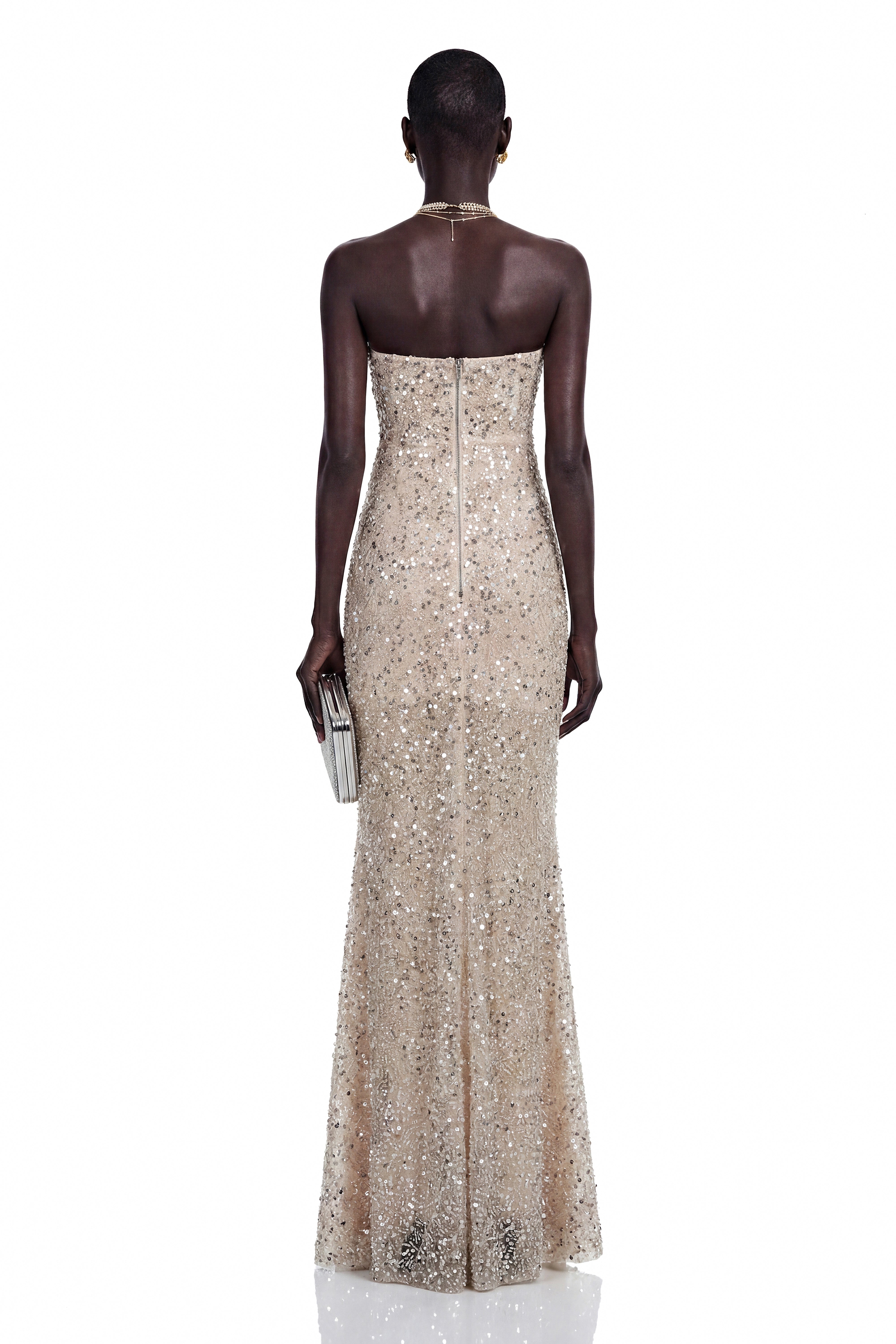 Lenuța Champagne Sequin Mermaid Maxi Dress