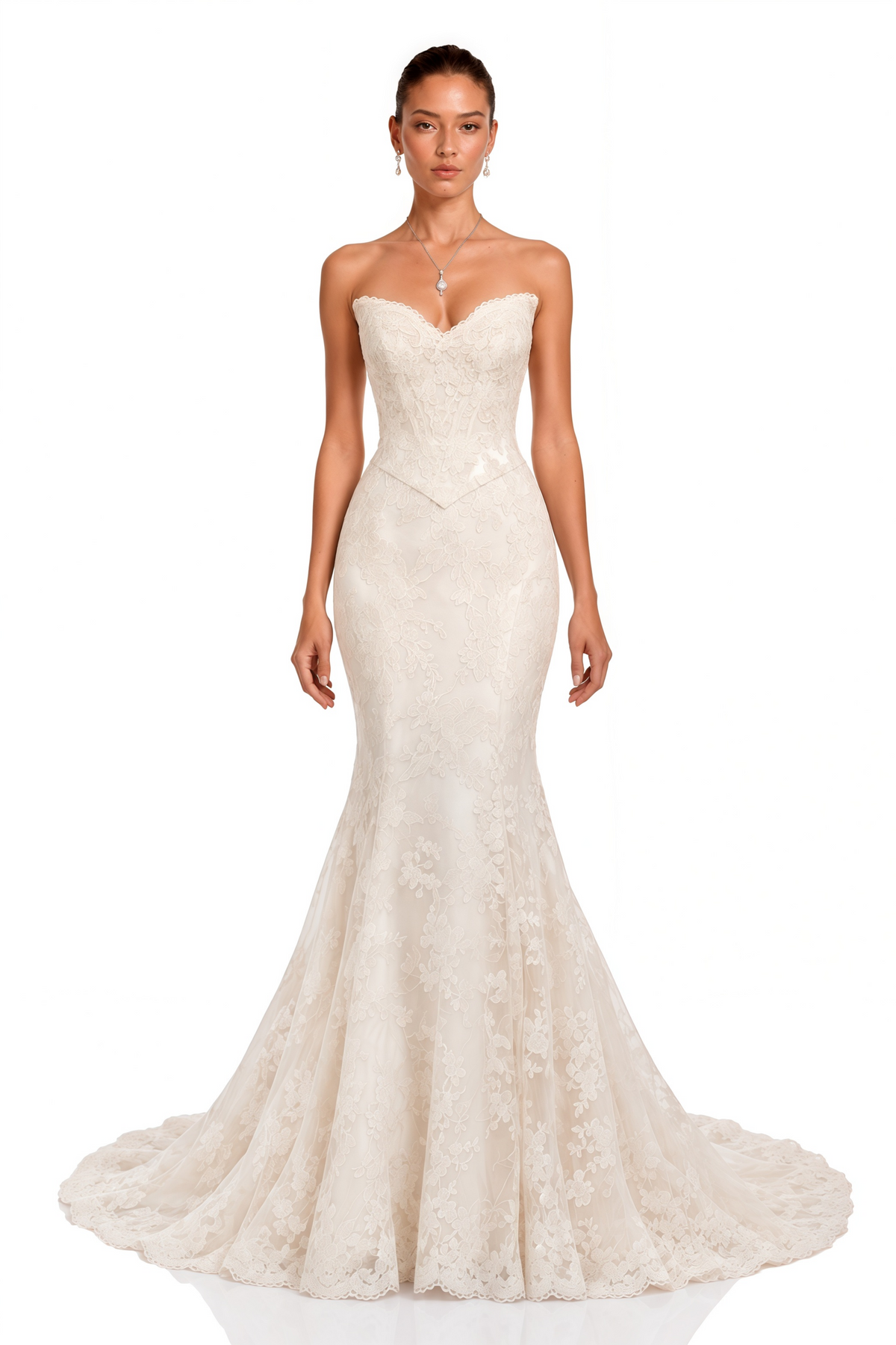 leonie ivory lace strapless corset top & mermaid skirt set