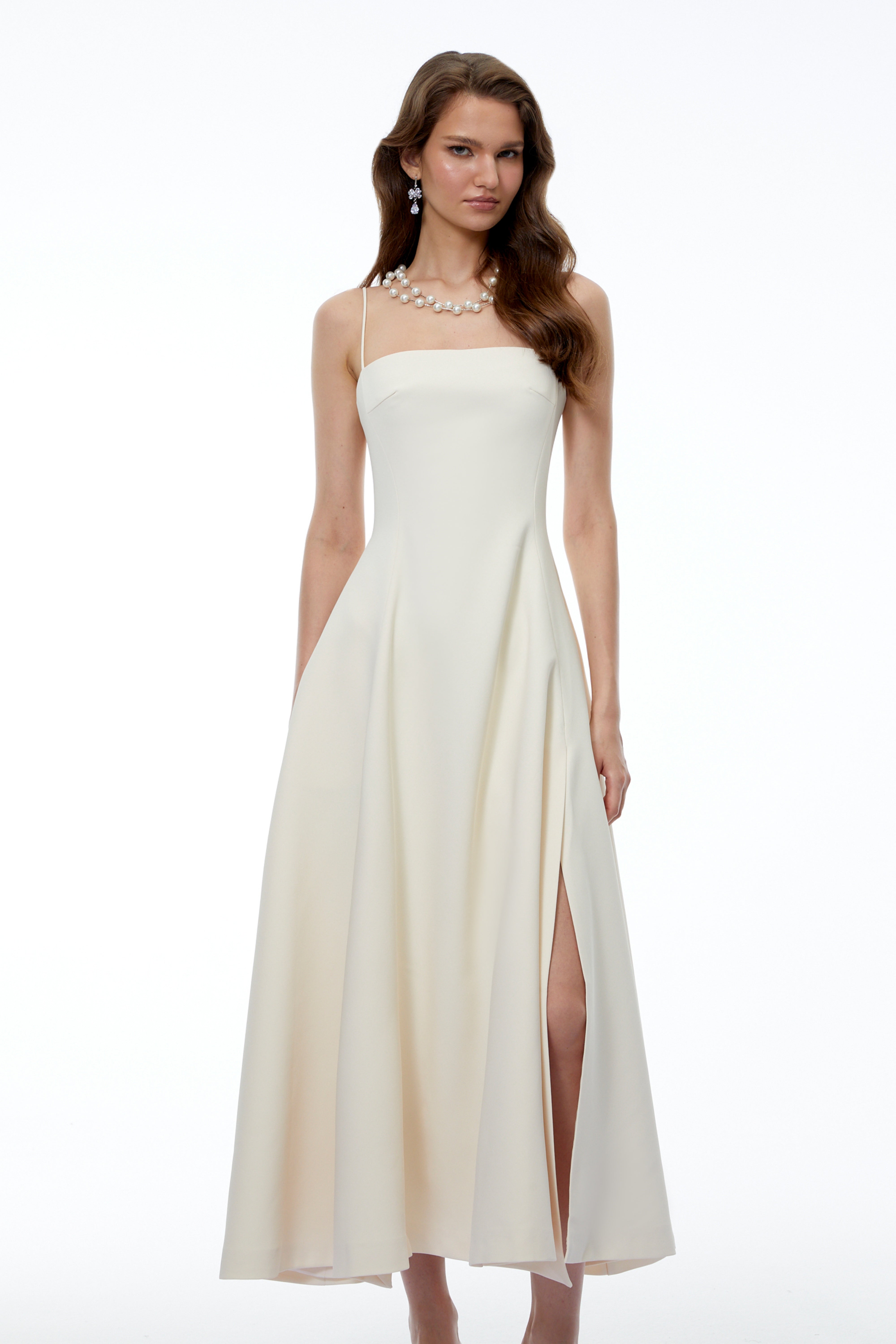 Licia White Maxi Dress with Spaghetti Straps