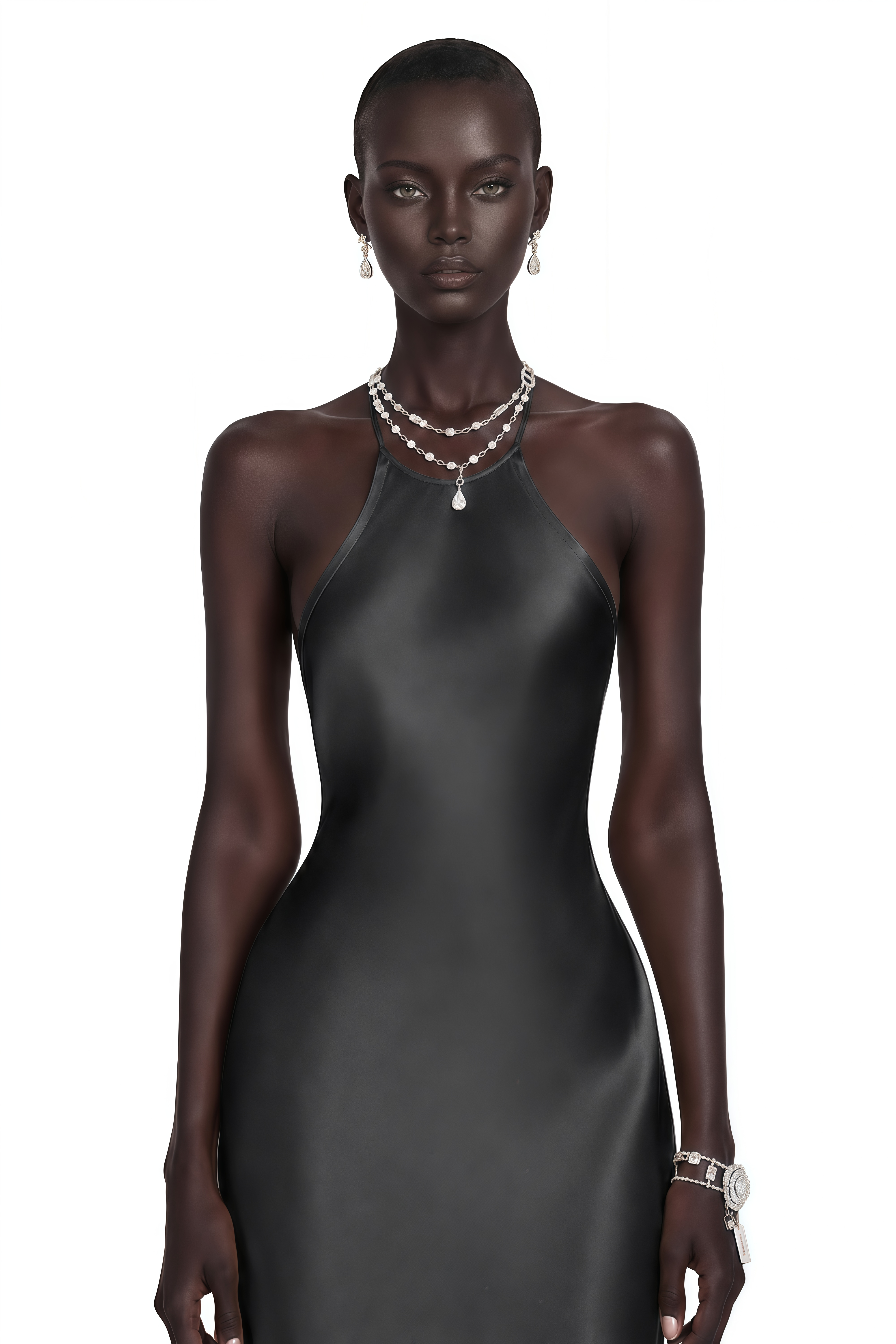 Loviatar Black Backless Satin Maxi Dress