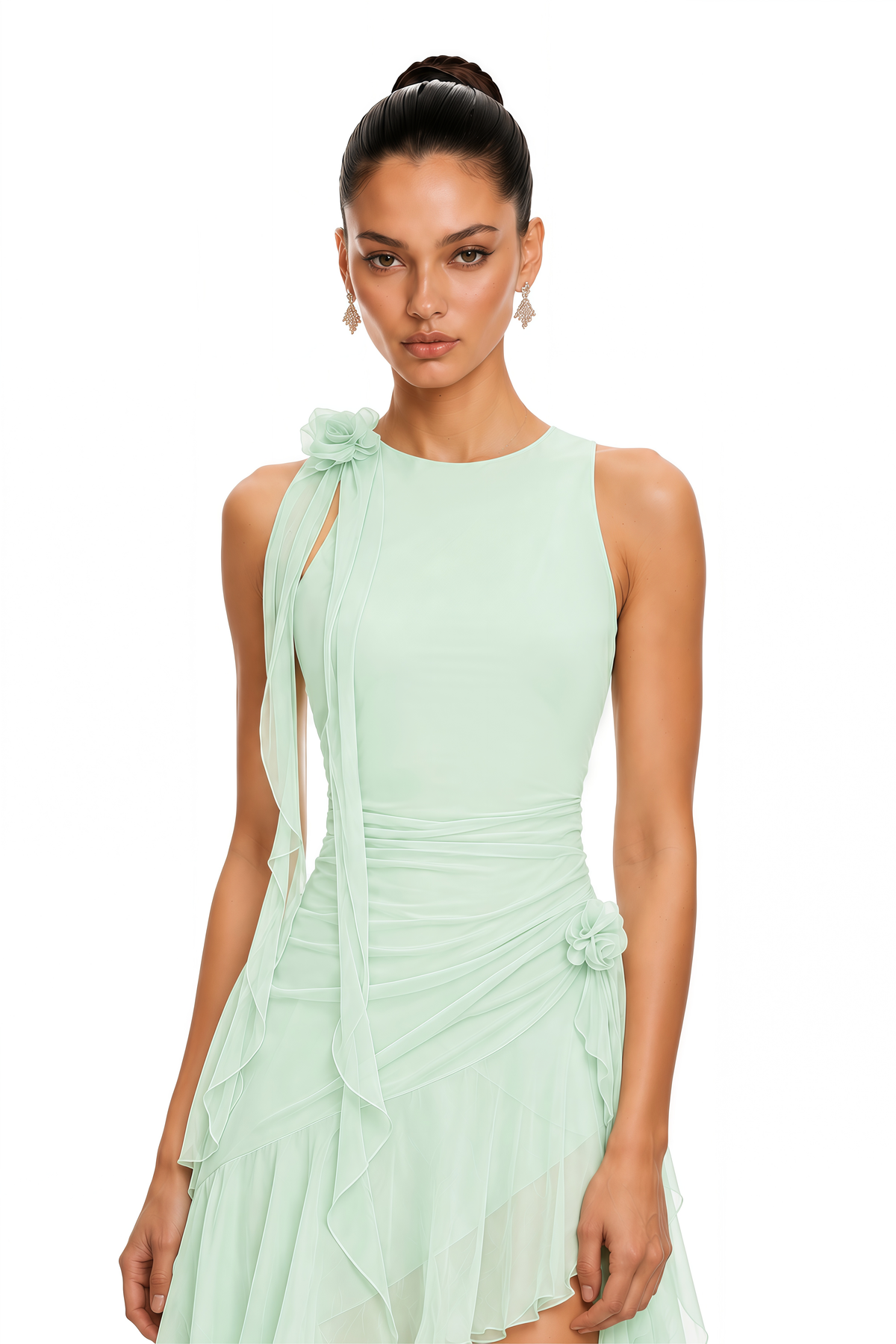 lucilla mint green sleeveless asymmetrical mini dress