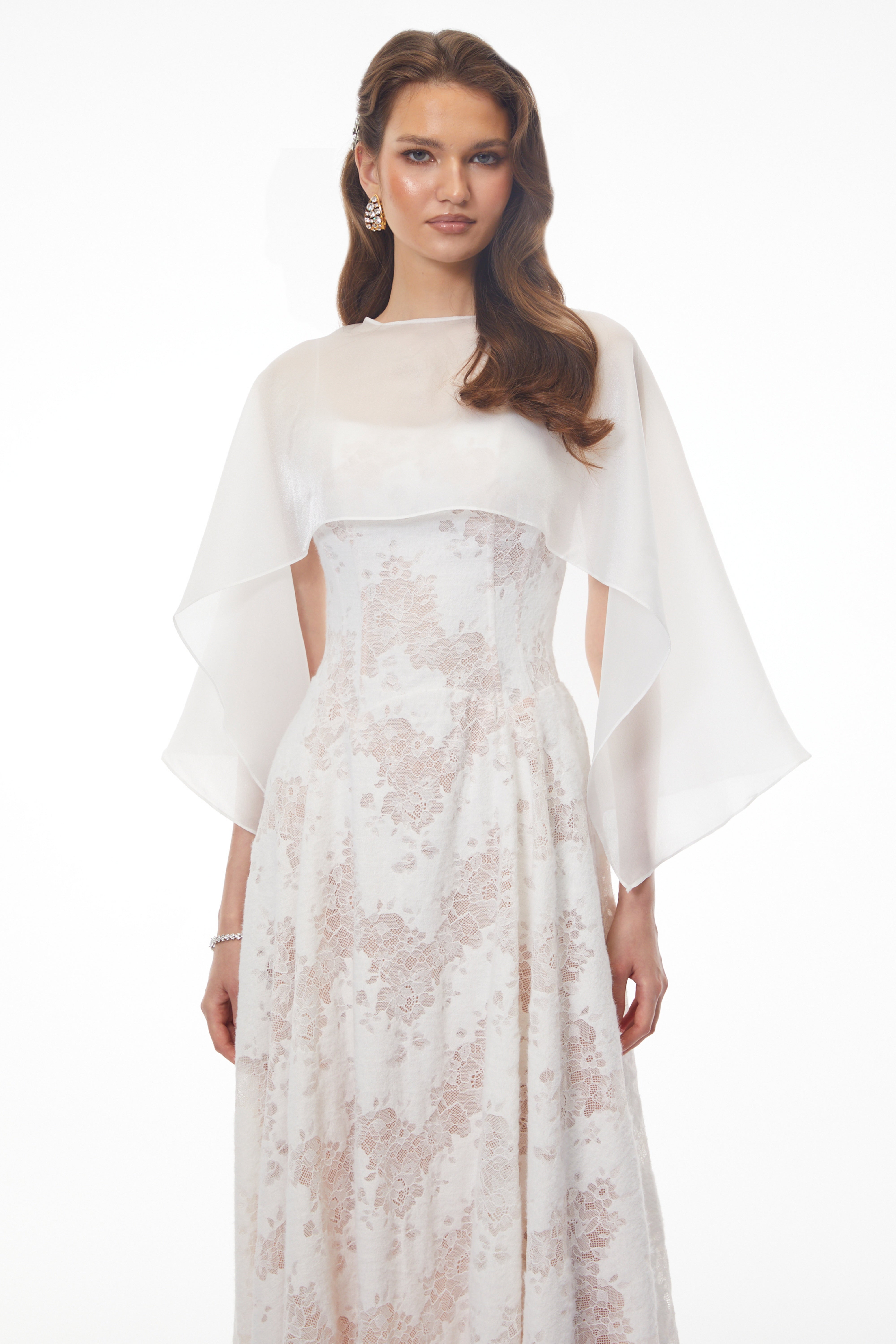 Elena White Sleeveless Lace Midi Dress