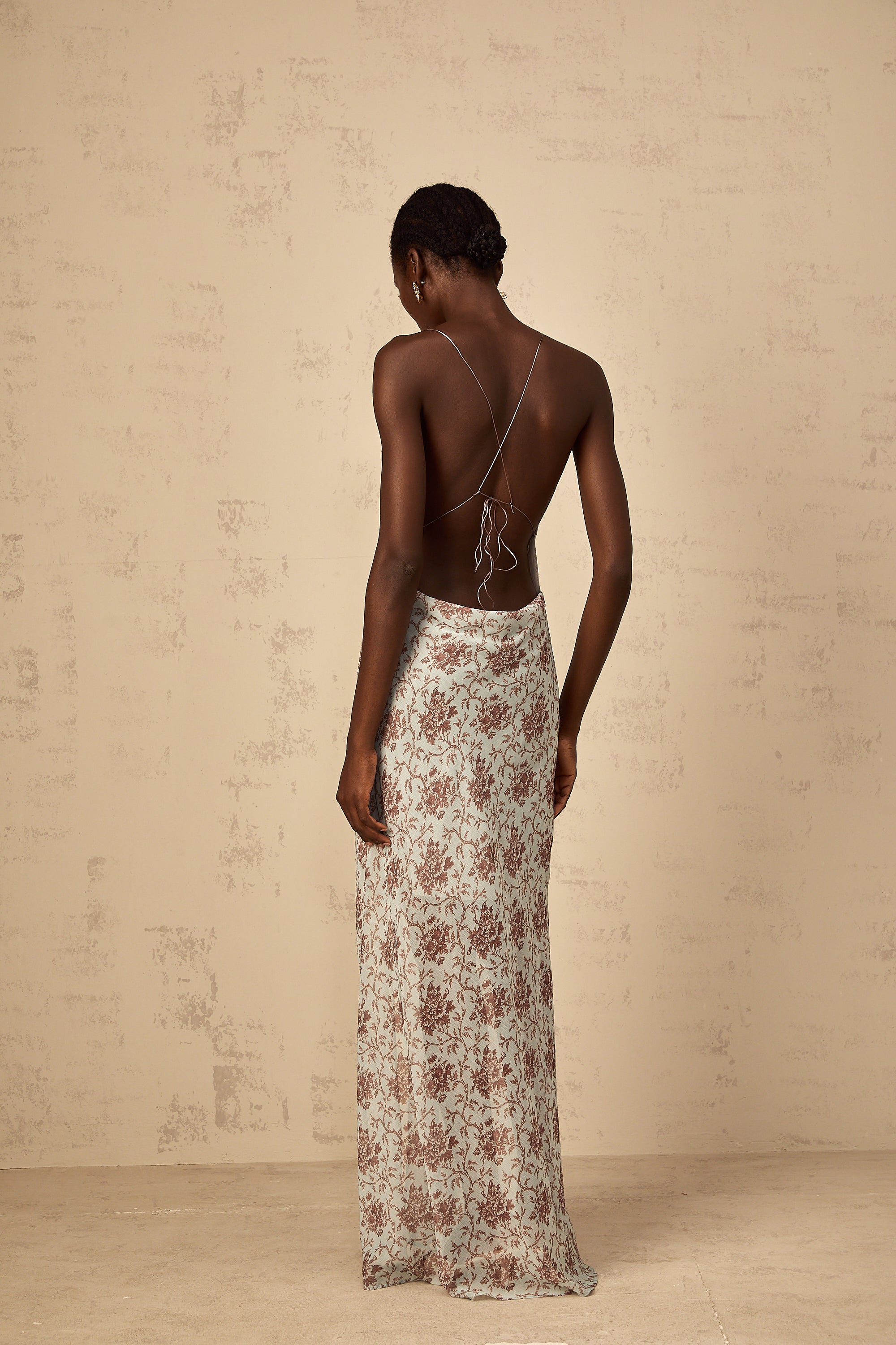 Honorine Blue Sleeveless Floral Print Maxi Dress