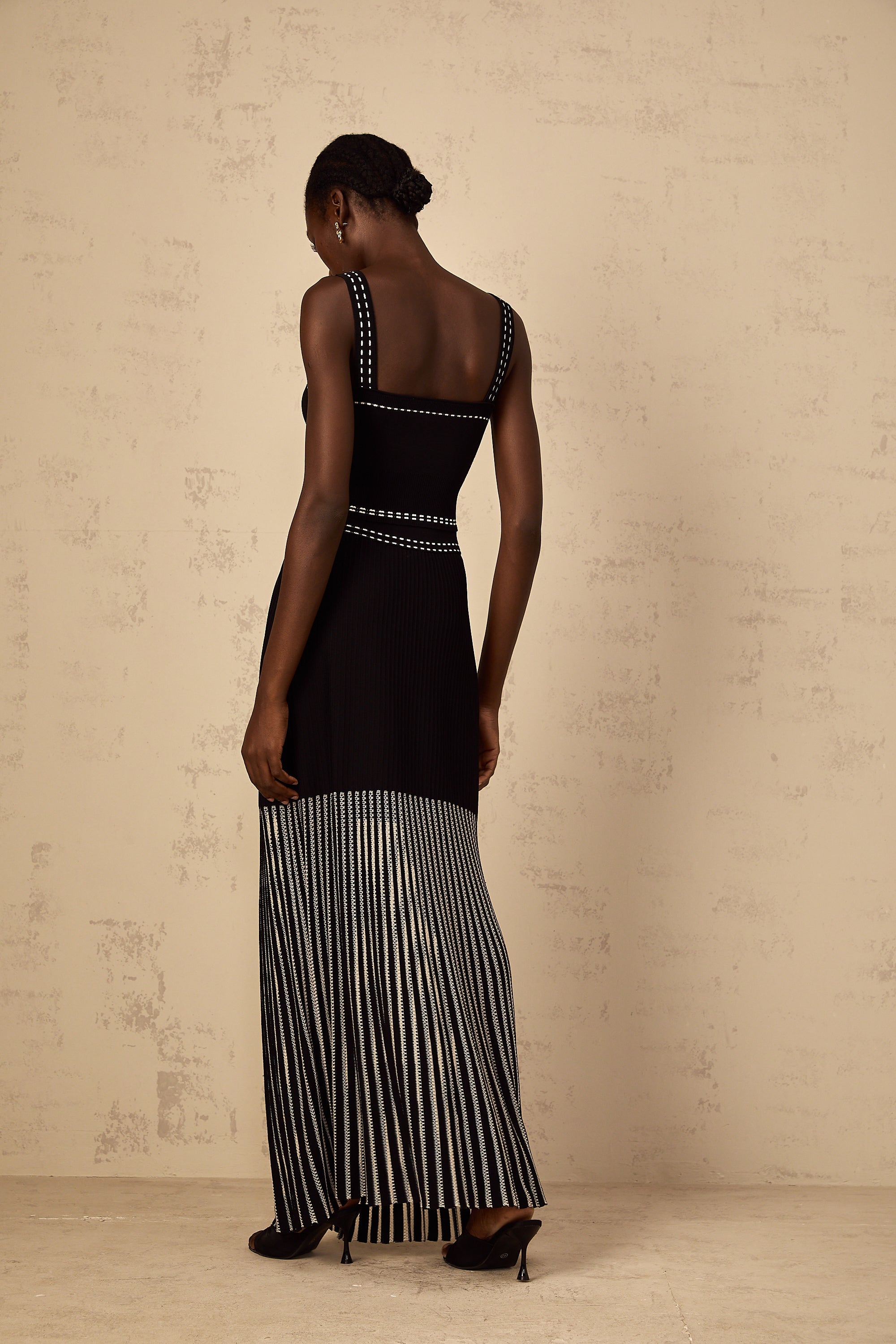 Léontine Contrast Color Ribbed Knit Matching Set