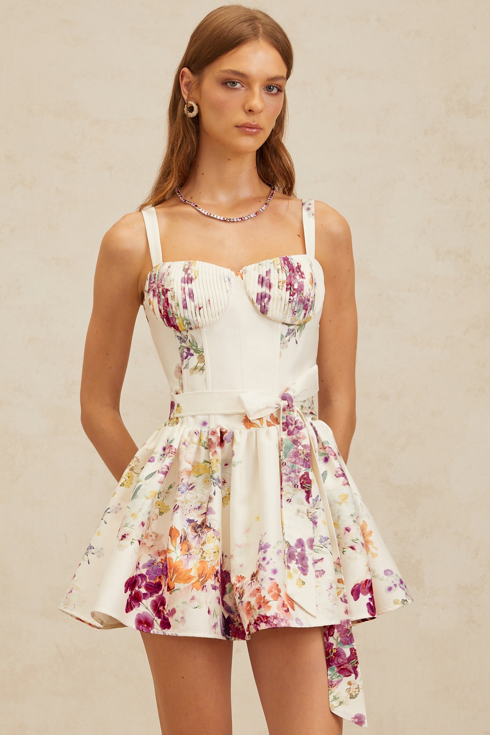 Juliette White Self-Tie Floral Print Mini Dress (Final Sale-US Only)