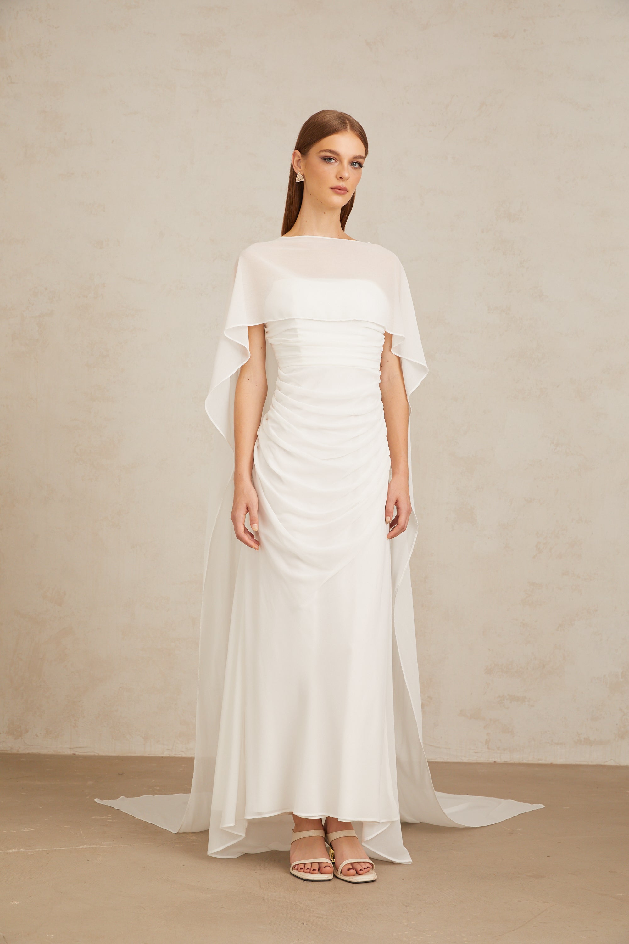 Léonie White Tulle Cape & Dress Set (Final Sale-US Only)