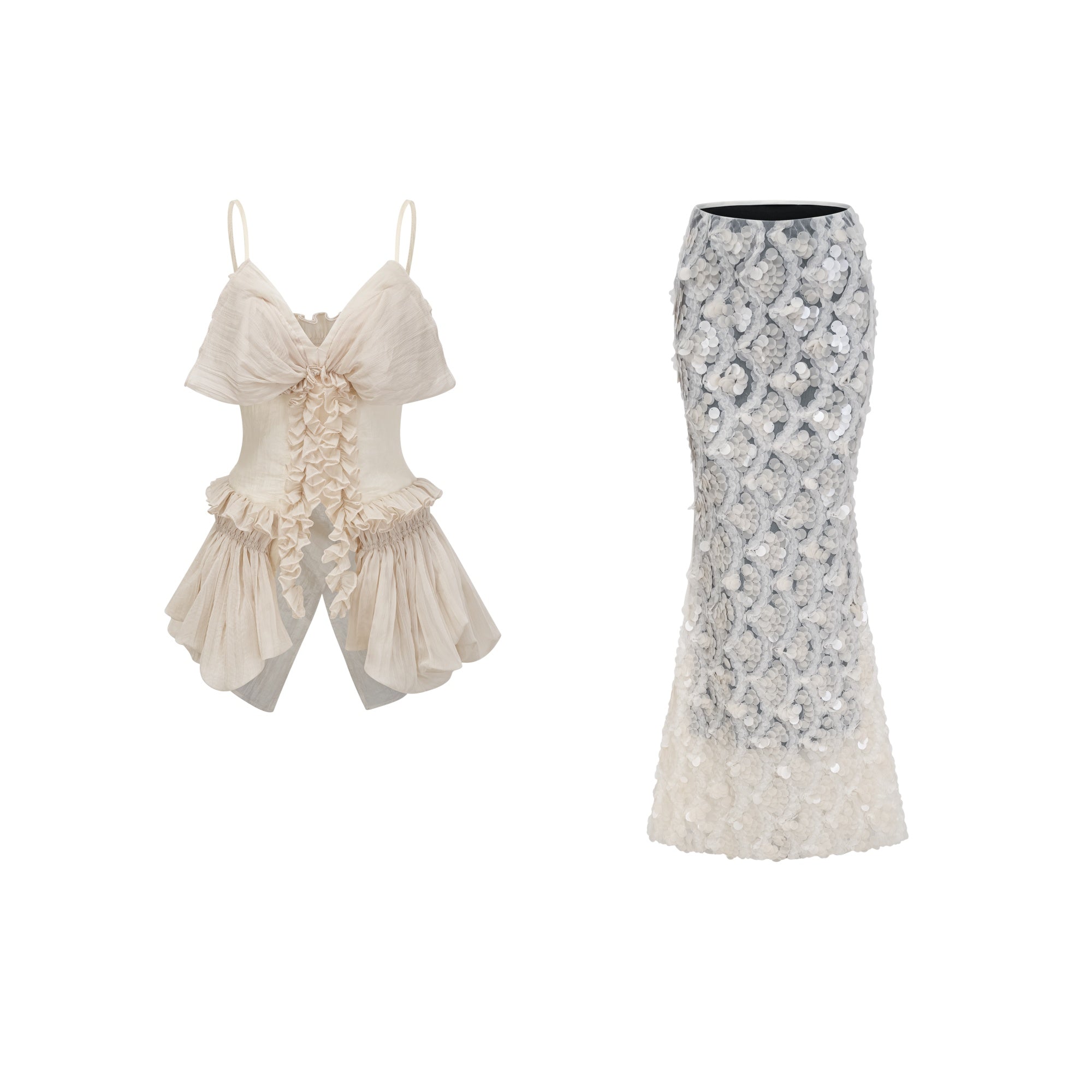 Flocon Neutral Mermaid Top & Skirt Set (Final Sale-US Only)