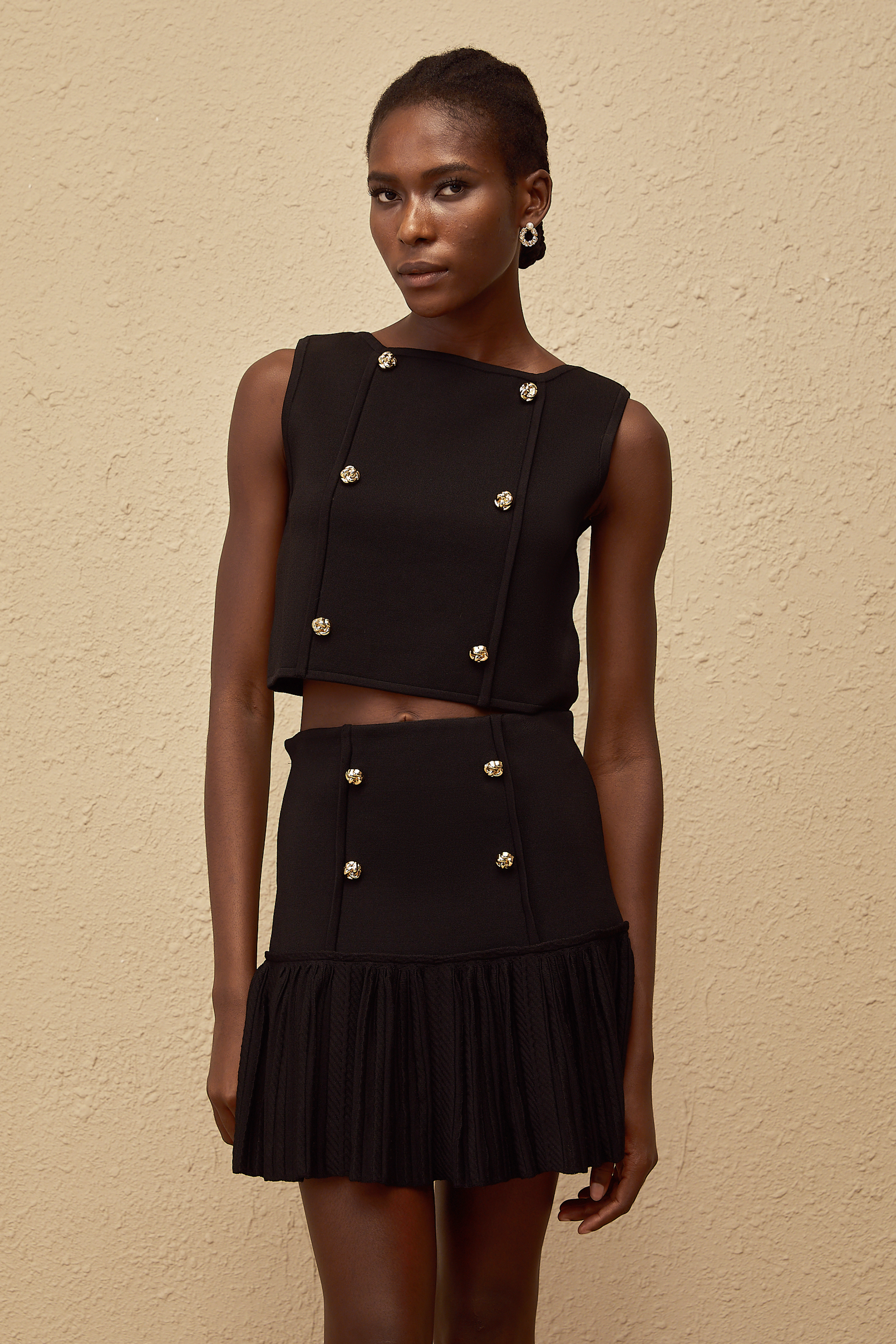 Georgia Black Knit Top & Skirt Set (Final Sale-US Only) (Final Sale)