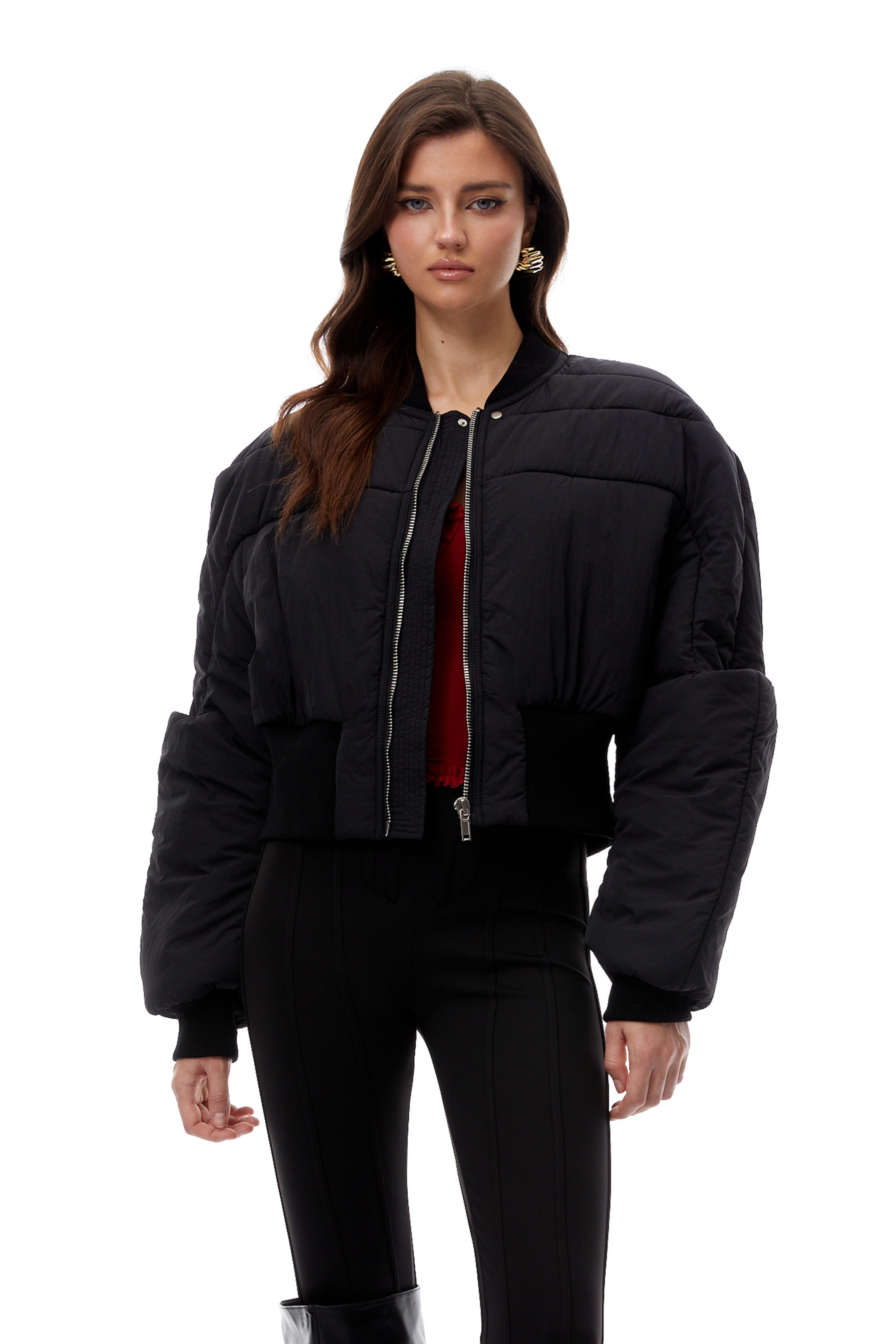 Winona Black Structured Bomber Down Jacket