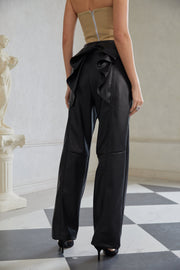 Giada Black Bowknot Leather Trousers (Final Sale)