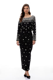 Denise Black Fully Embellished Blouse & Skirt Set