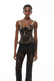 Védís Black Floral Lace Top & Trousers Set (Final Sale)
