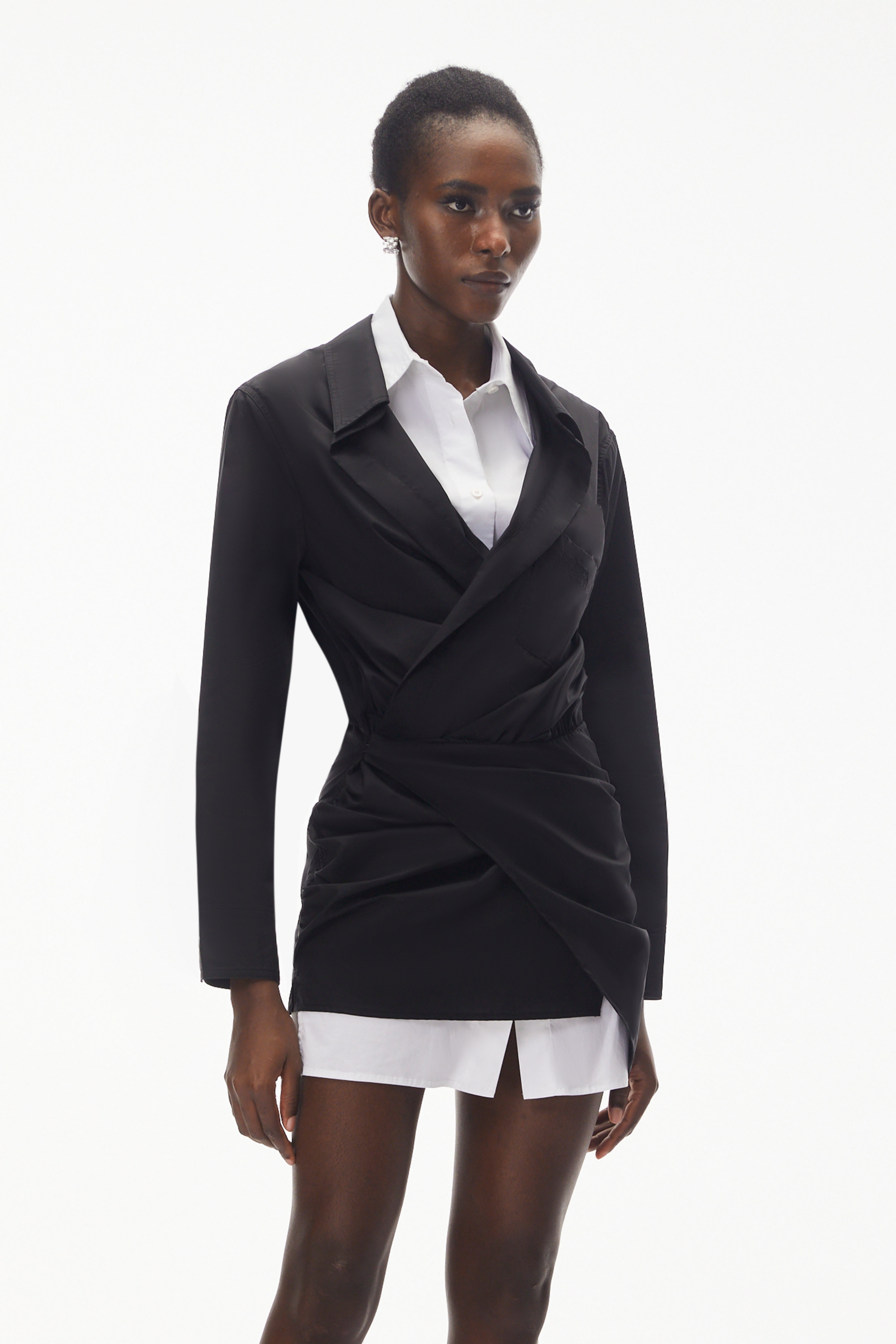 Mahtab Black Color Block Shirt Dress