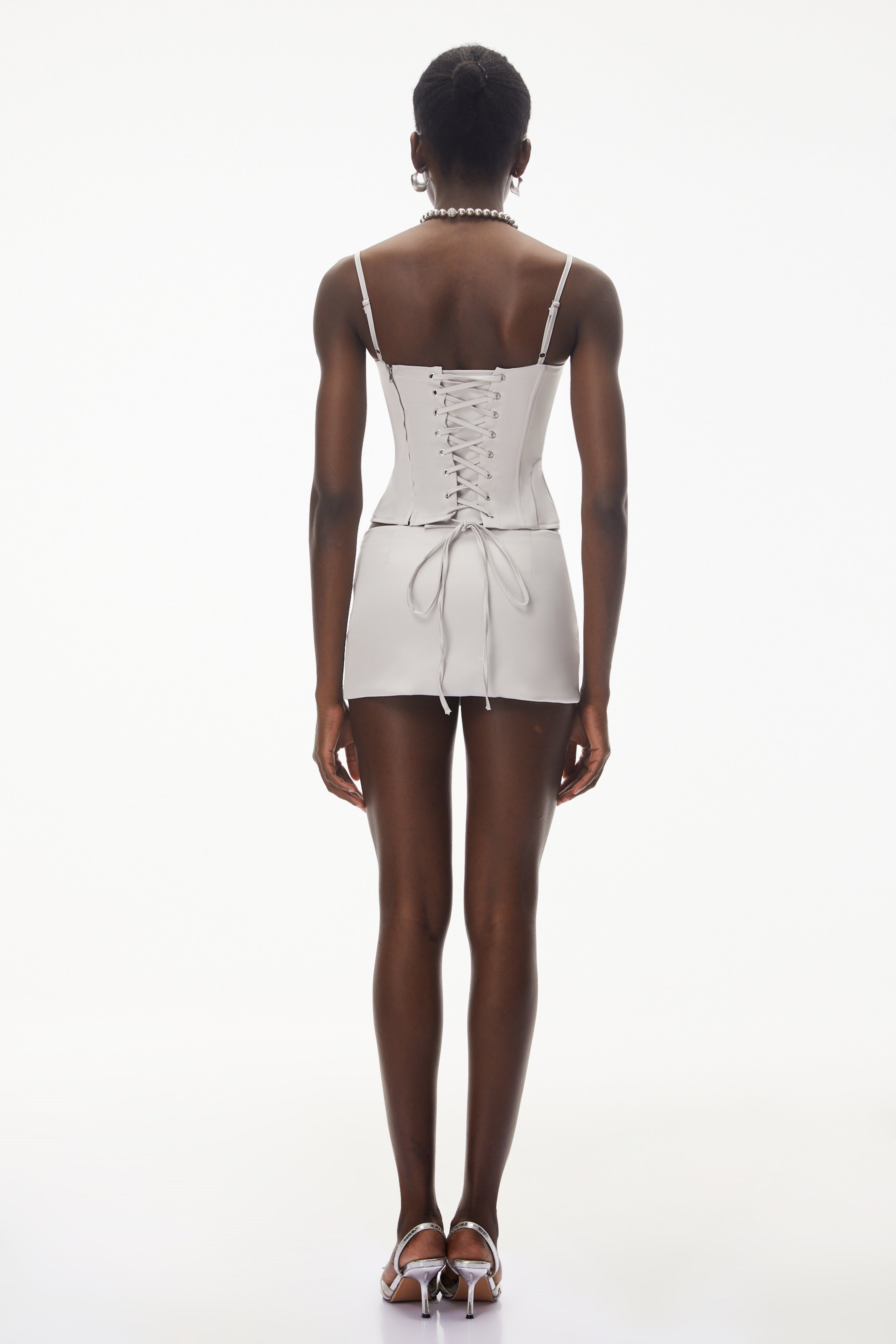 Maite Cream White Sleeveless Top & Low Rise Skirt Set