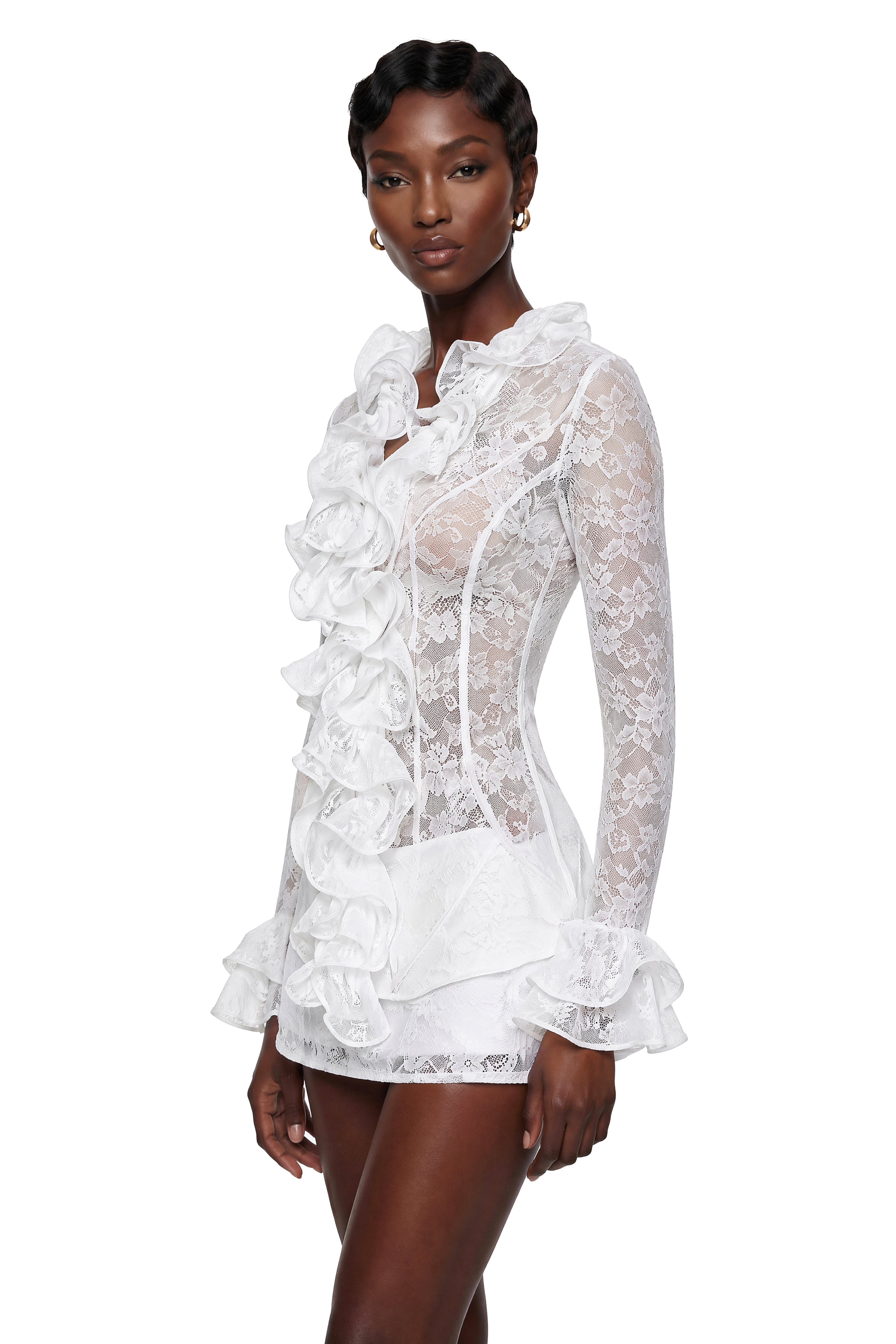 Manaia White Ruffled Bell Sleeve Shirt