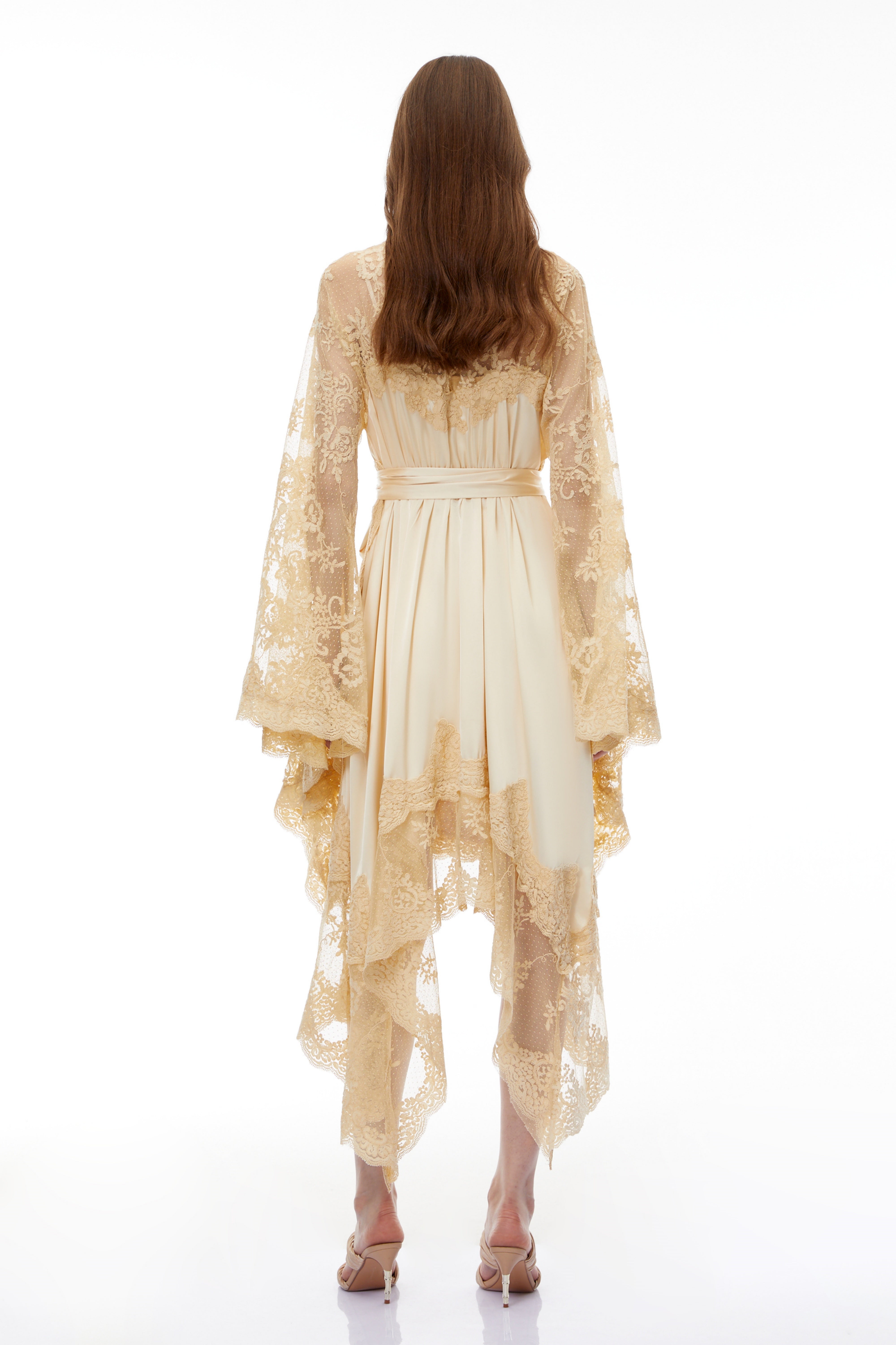 Margalit Neutral Lace Panel Mini Dress
