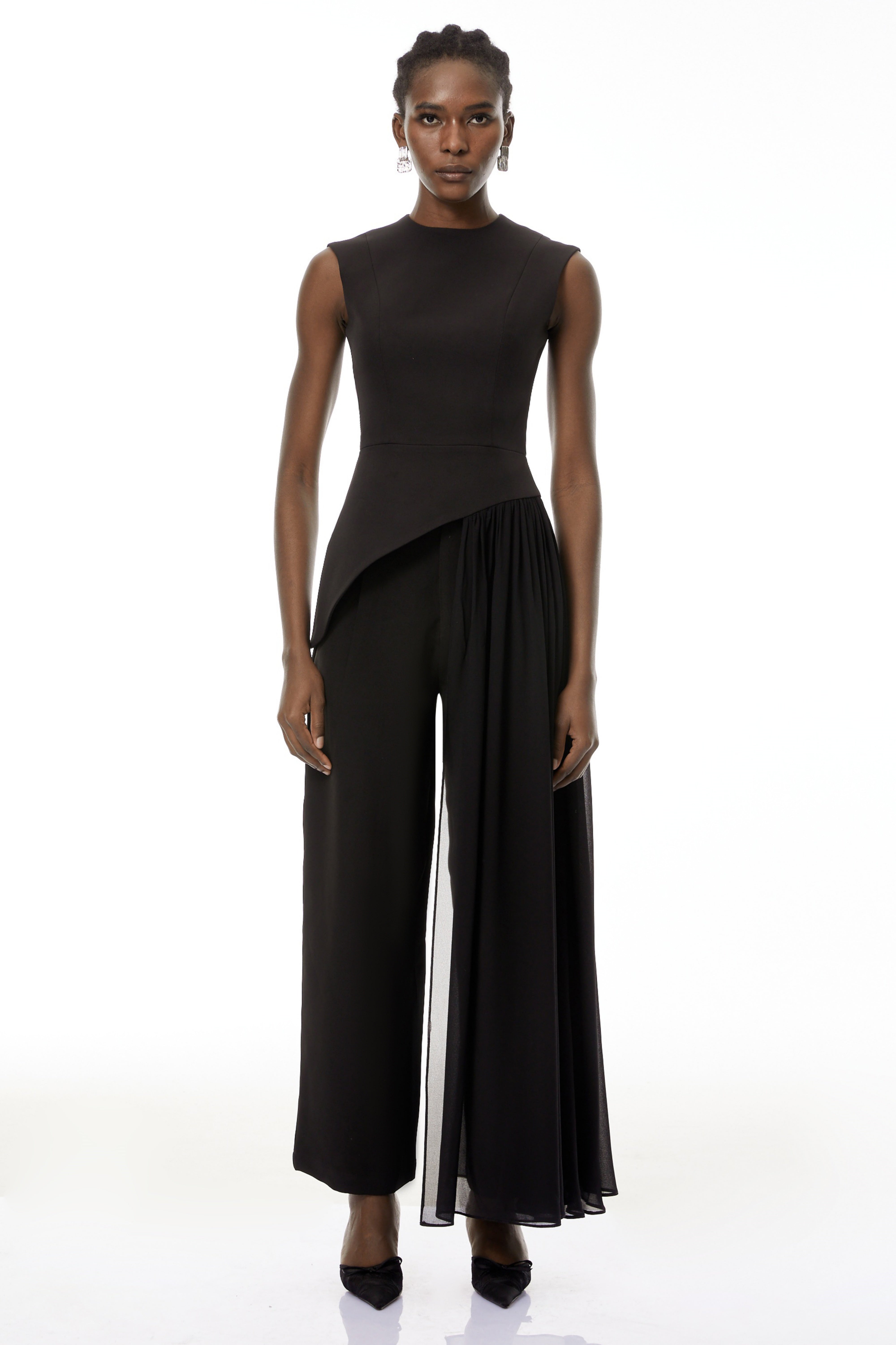 Margaux Black Asymmetrical Top & Trousers Set
