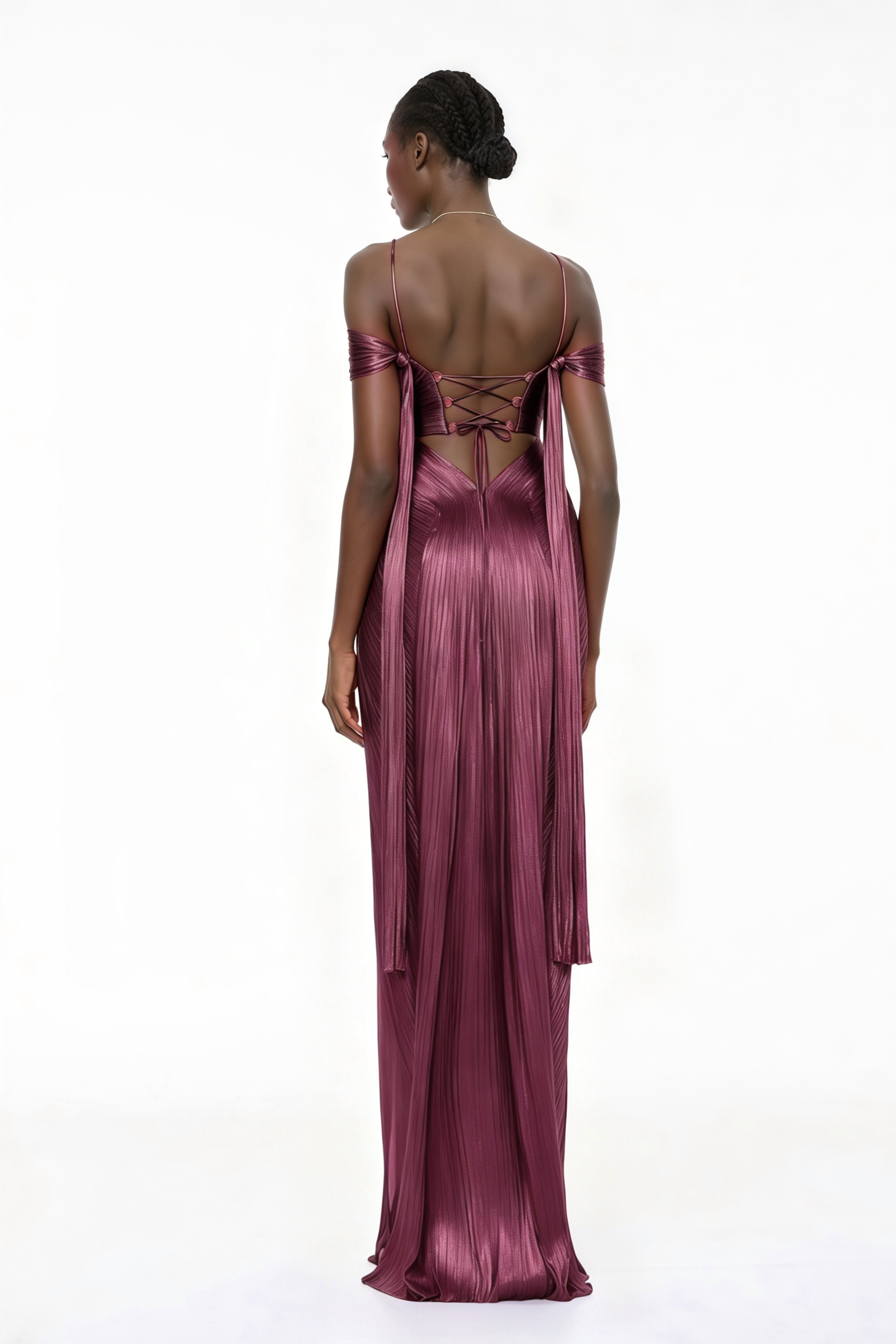 Marise Pink Draped Satin Maxi Dress