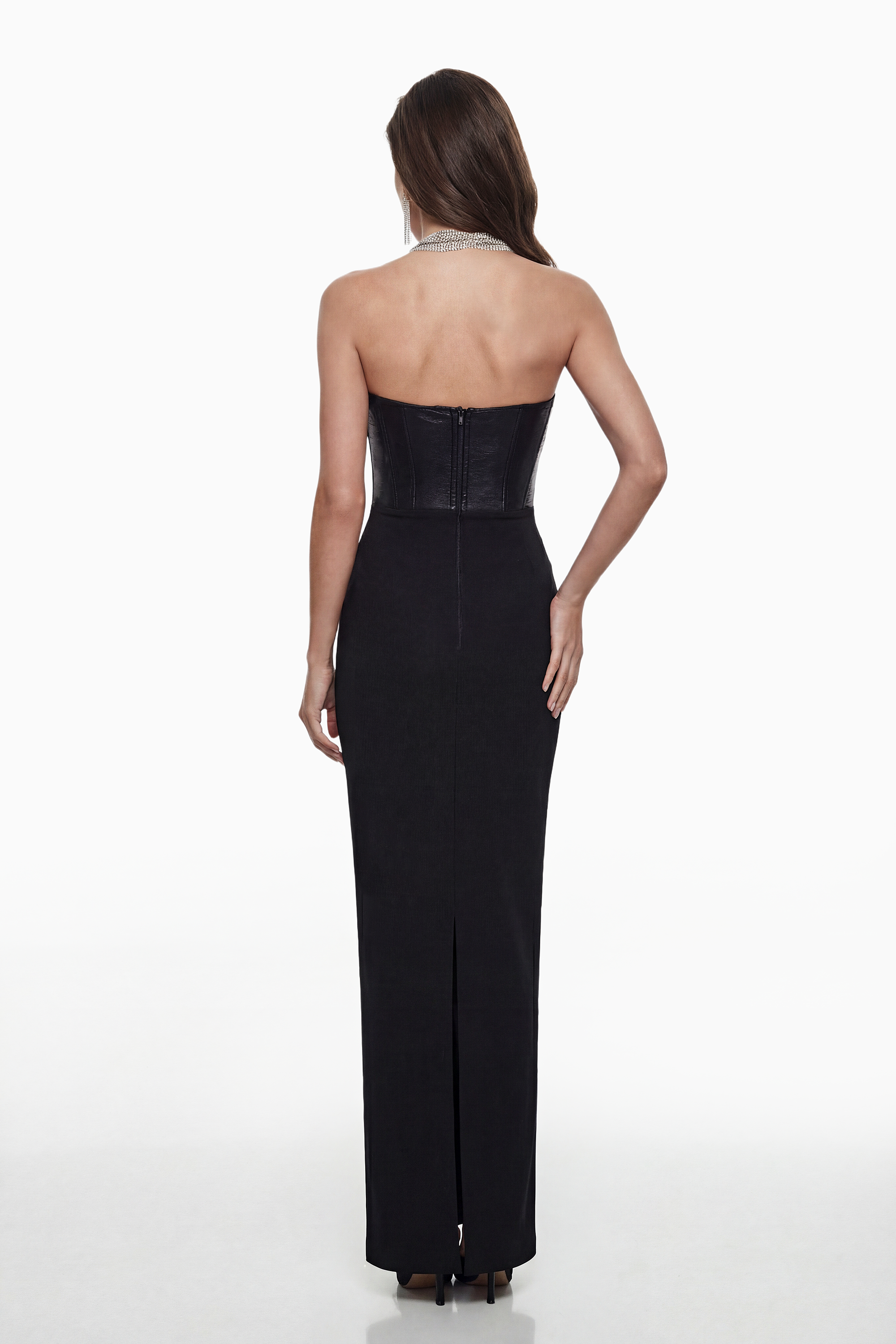 Markel Black Bandage Maxi Dress with Crystal Chains (Final Sale-US Only)