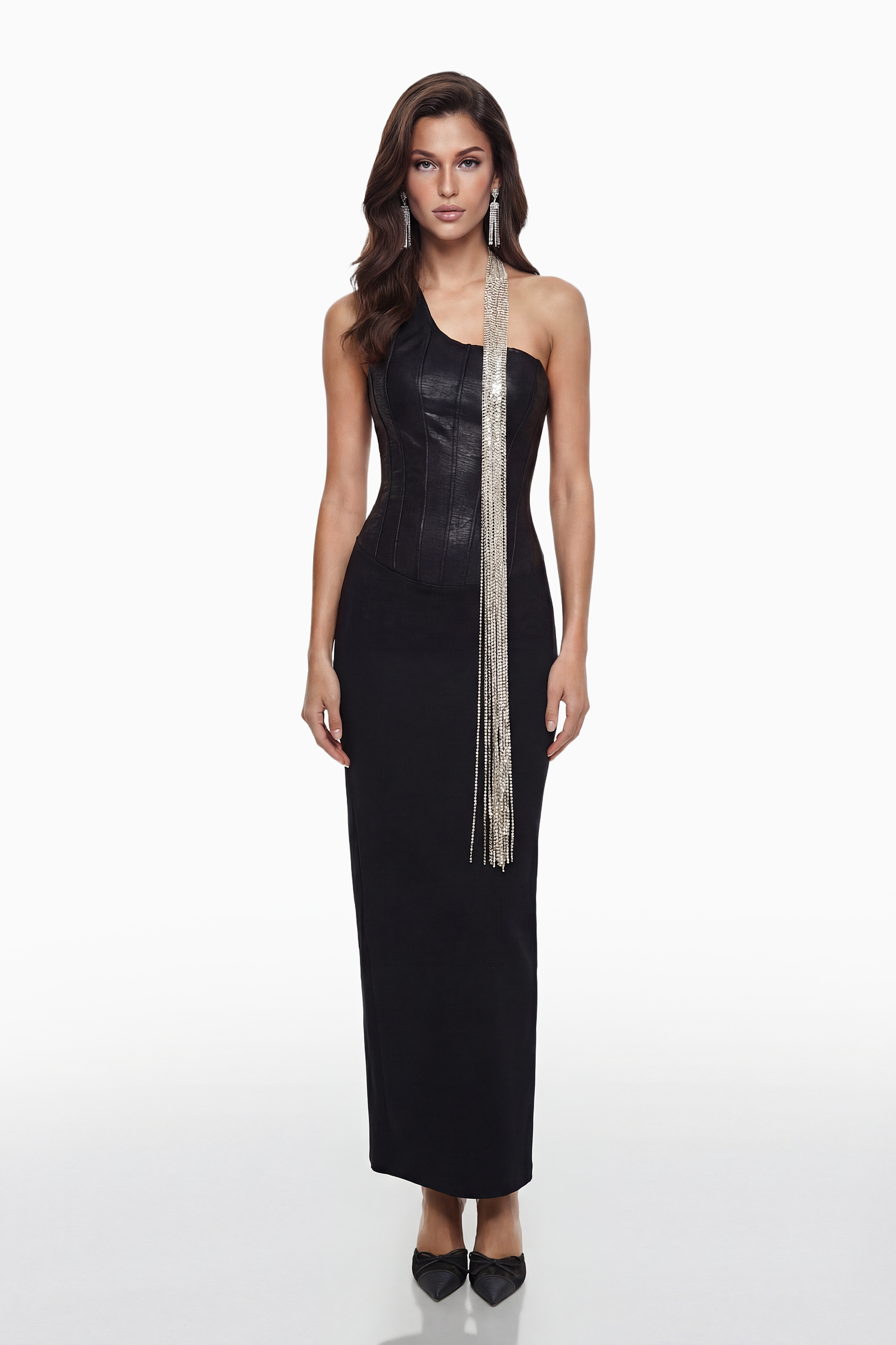 Markel Black Bandage Maxi Dress with Crystal Chains (Final Sale-US Only)