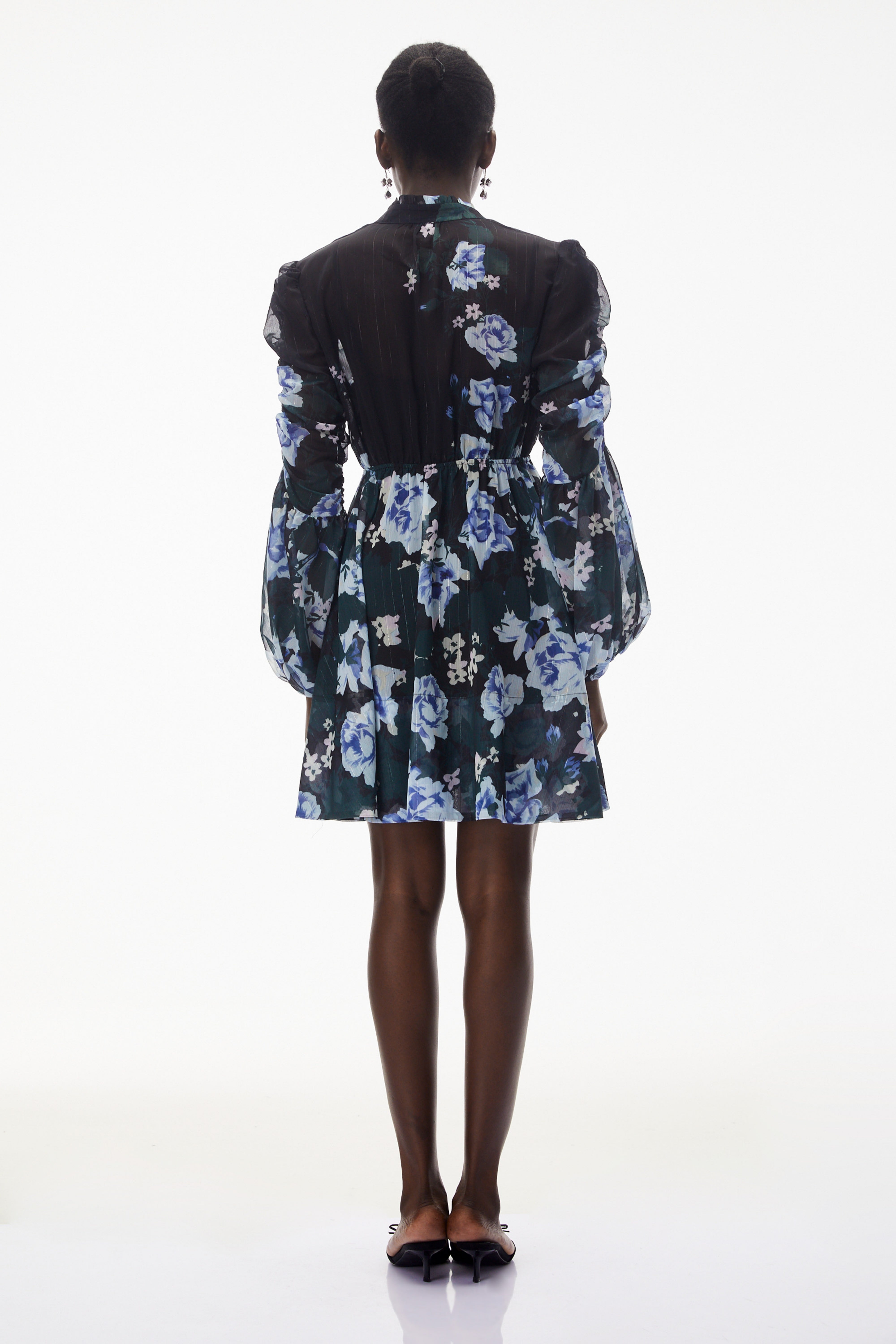 Martha Black Floral Print Mini Dress