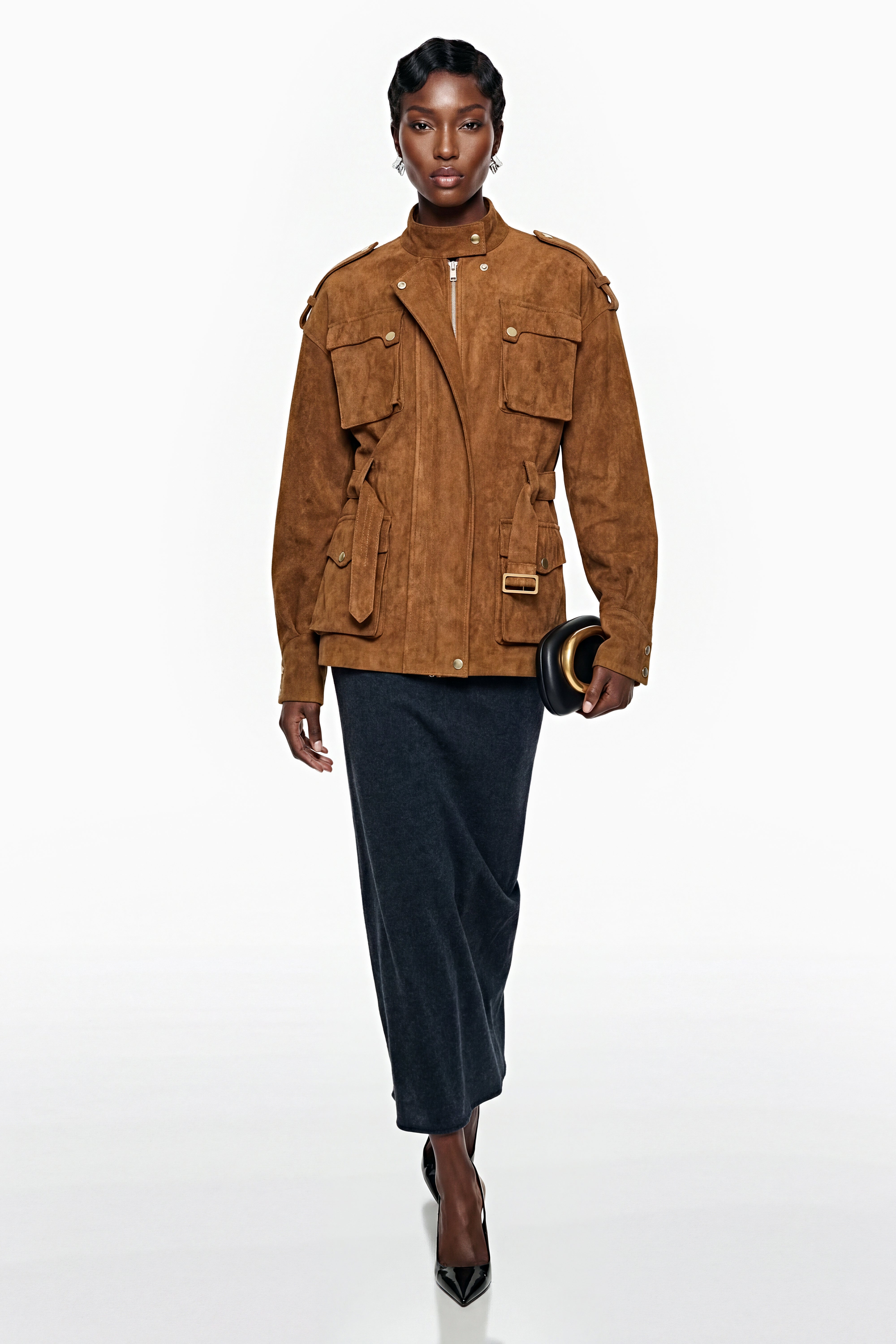 Maryam Chocolate Brown Faux Suede Jacket (Final Sale)