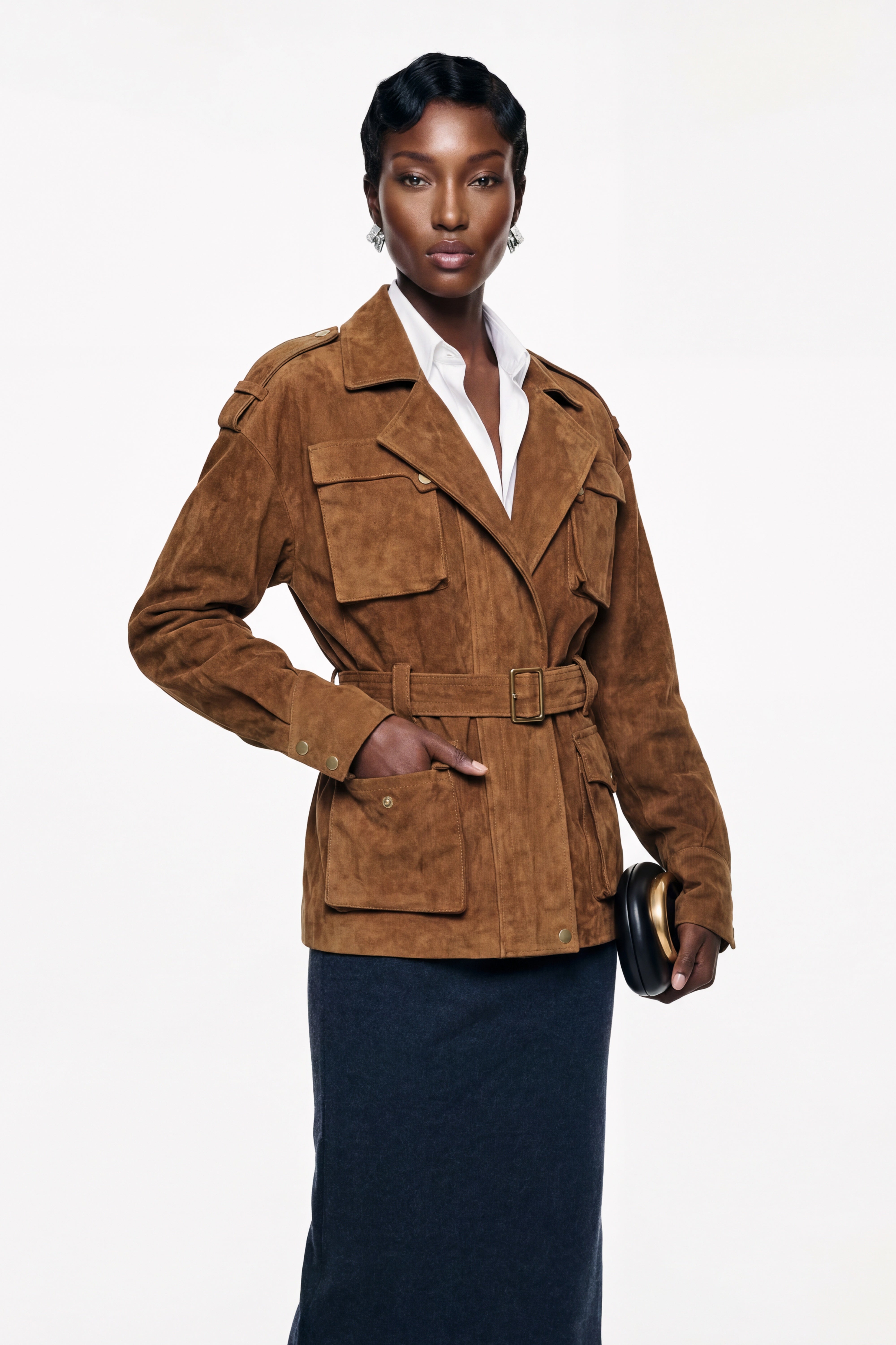 Maryam Chocolate Brown Faux Suede Jacket (Final Sale)