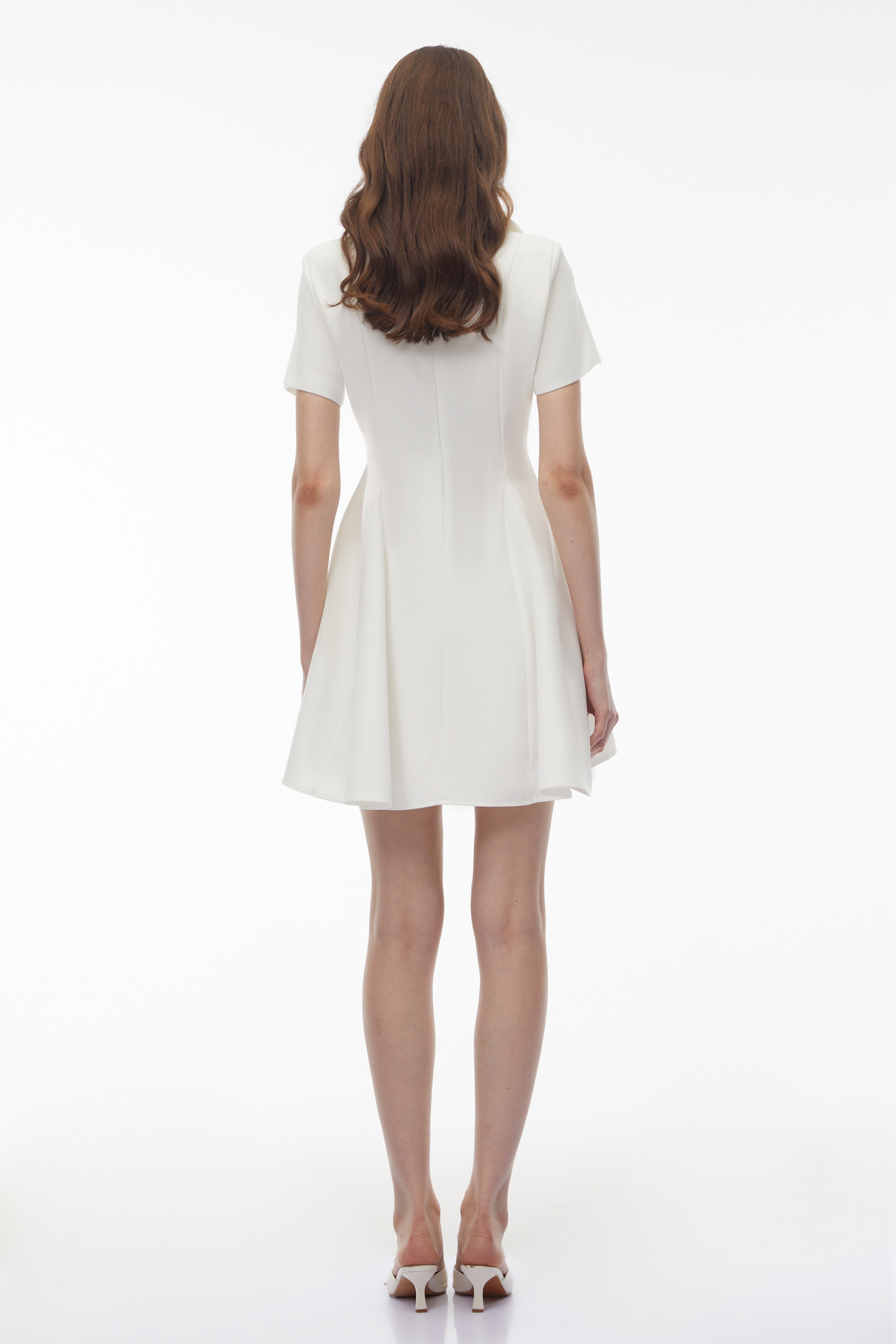 Meira White Metal buckle Mini Dress