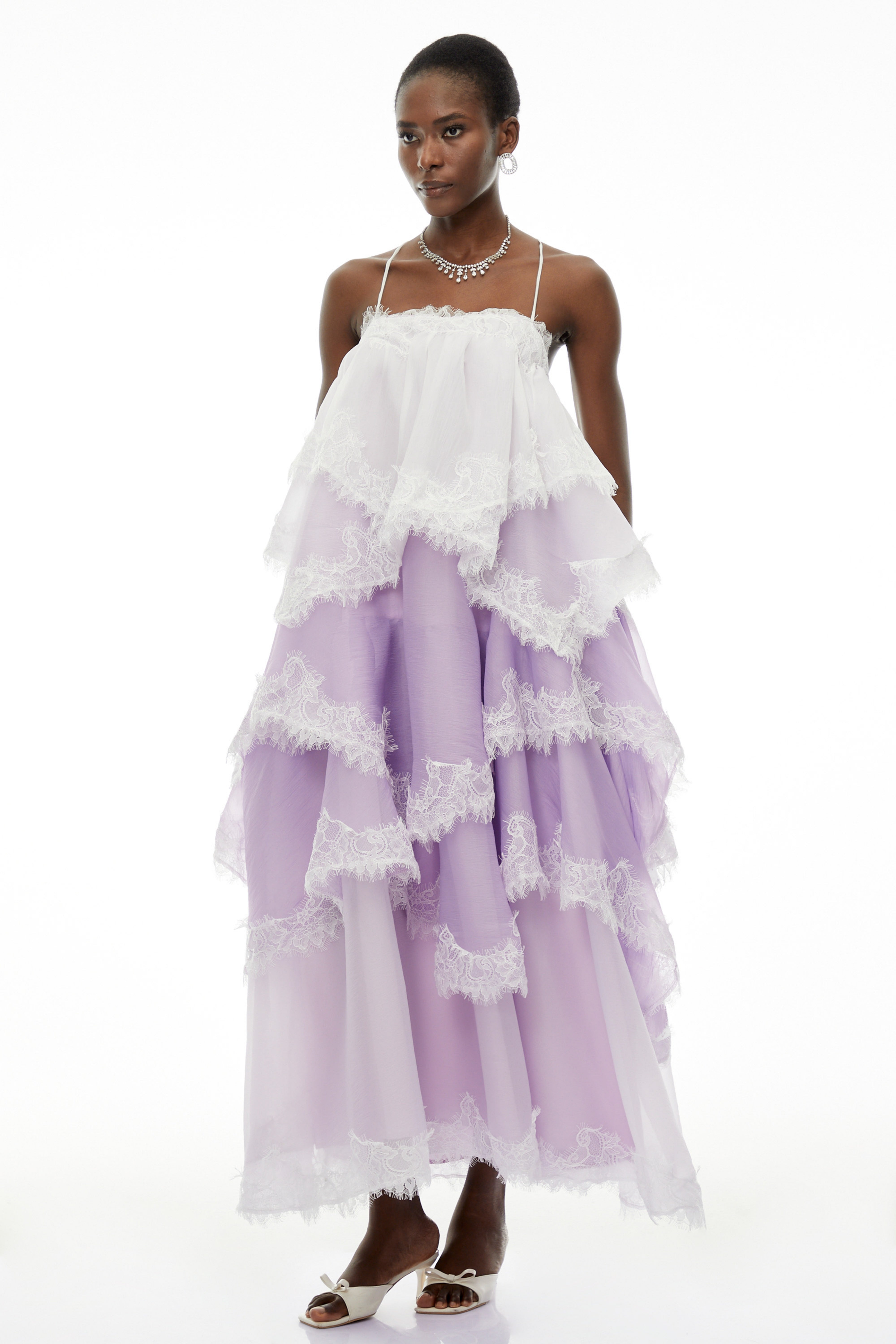Sloane Purple Ruffled Lace Trim Maxi Dress (Final Sale)