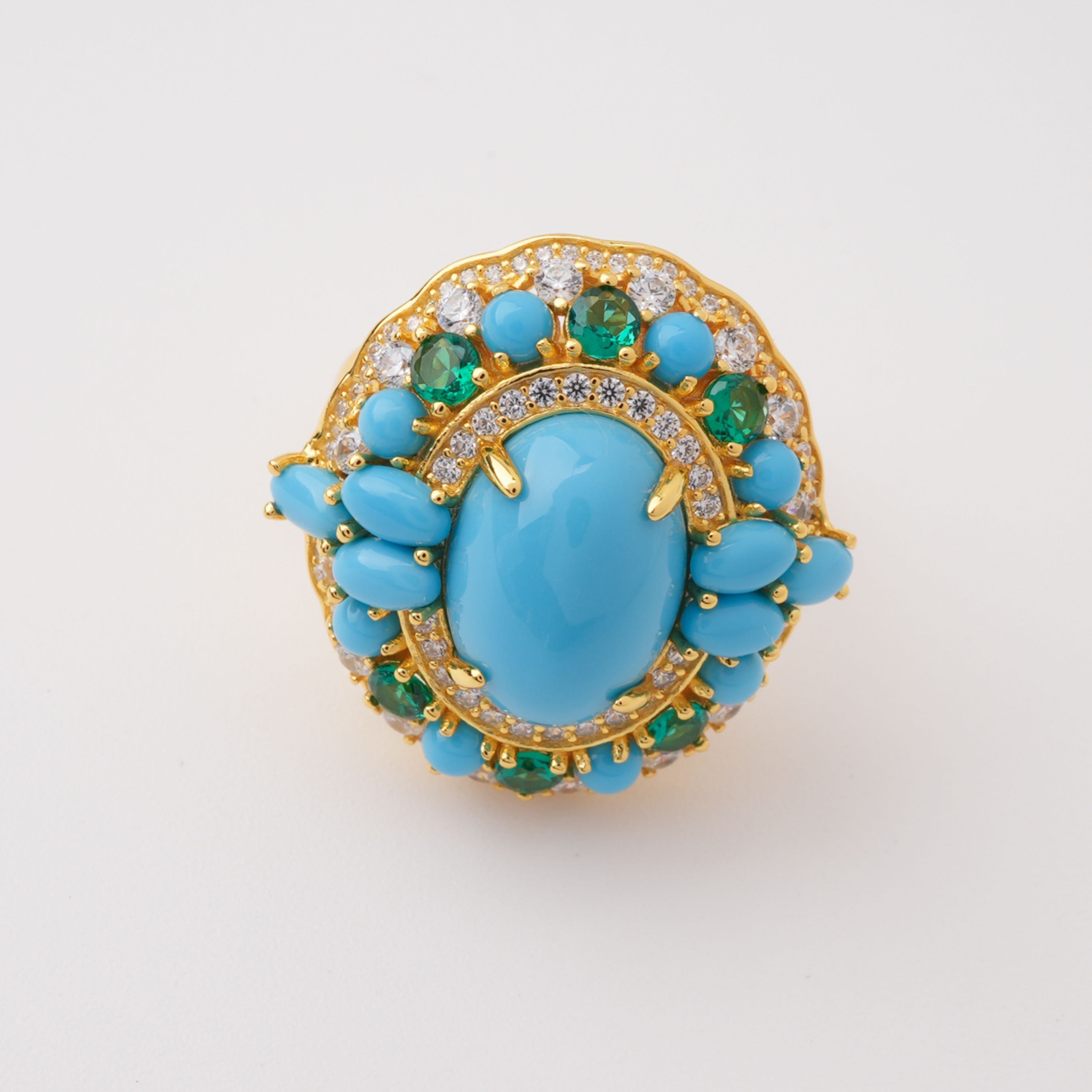 Millie Blue Turquoise Cabochon  Sterling Silver Ring