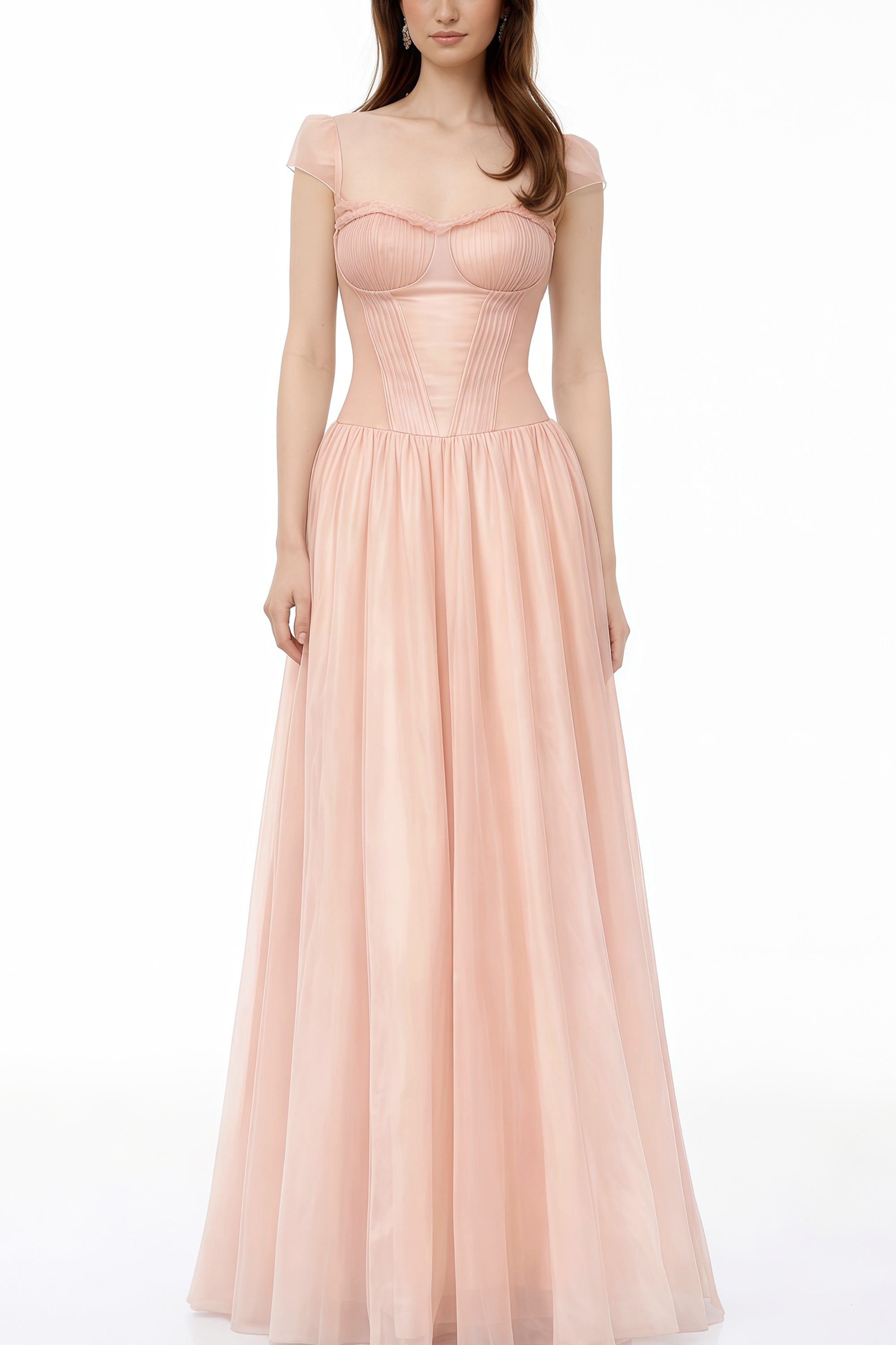 Millie Pink Ruffled Mesh Fairycore Maxi Dress