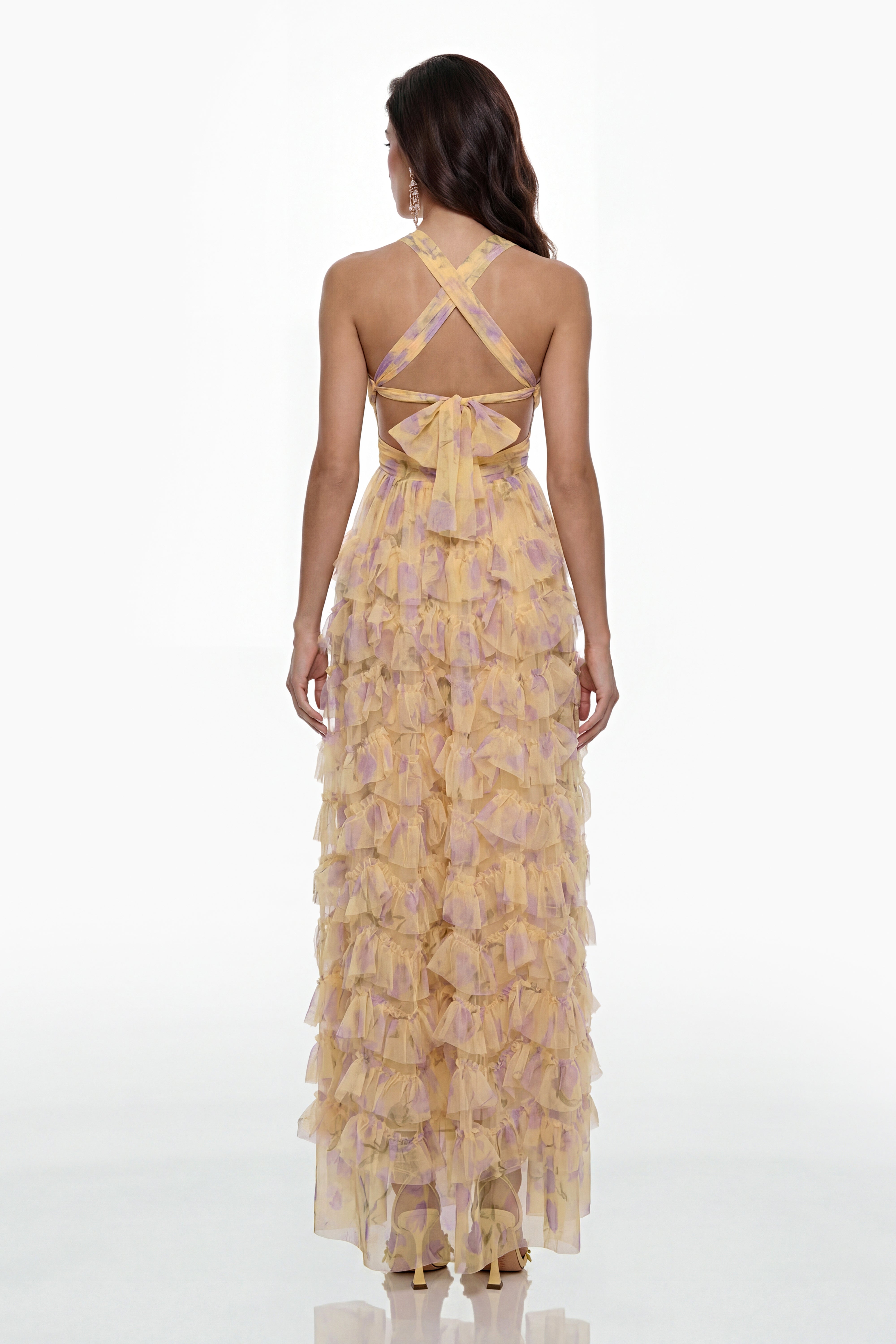 Molly Cream Cross Front Tiered Maxi Dress